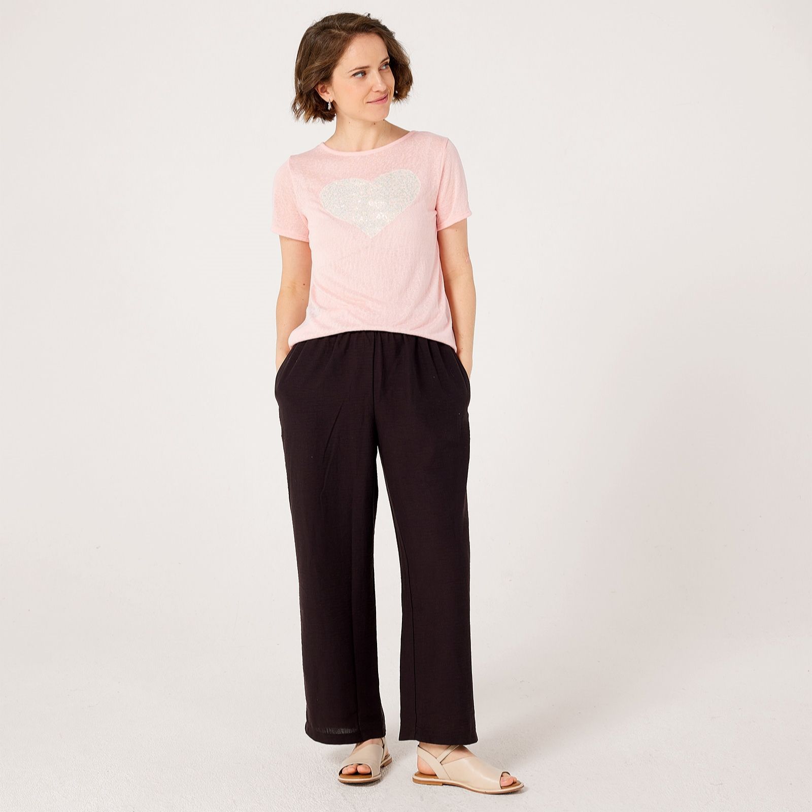 Kim & Co Linen Feel Olivia Wide Leg Standard Trousers