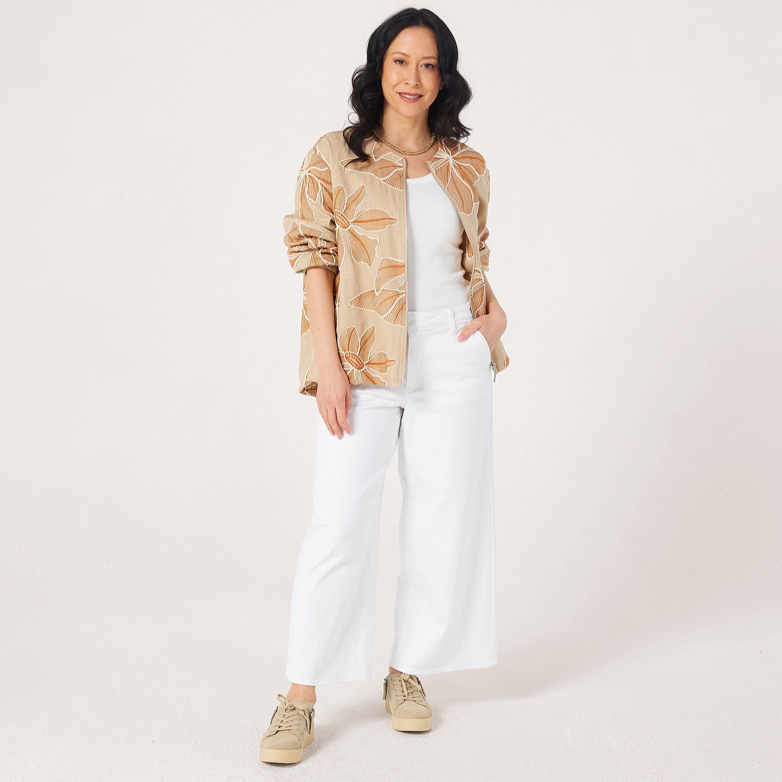 MarlaWynne Collection Embroidered Long Sleeve Jacket