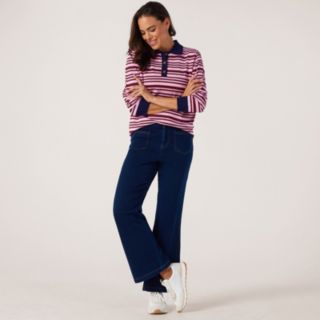 Denim & Co. Comfy Knit Denim Patch Pocket Trousers Standard
