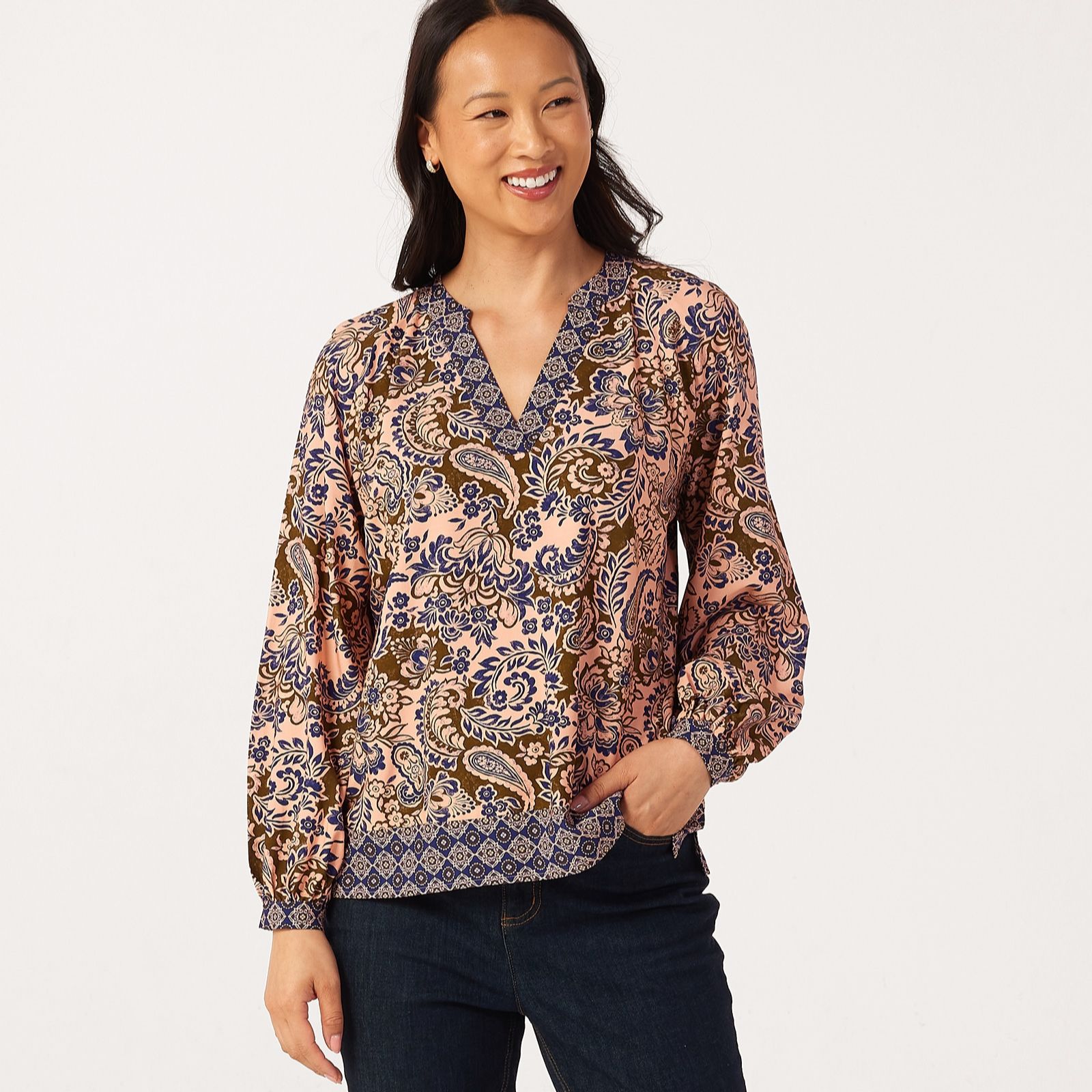Ruth Langsford Nehru Collar Printed Blouse