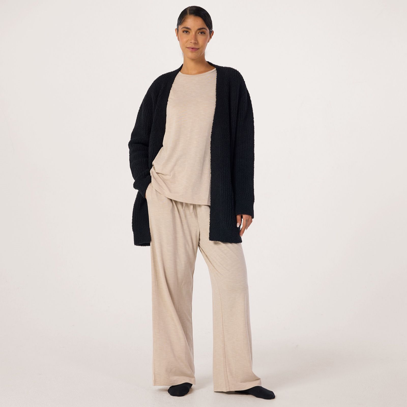 Cozee Home Plain Featherknit E2E Cardigan
