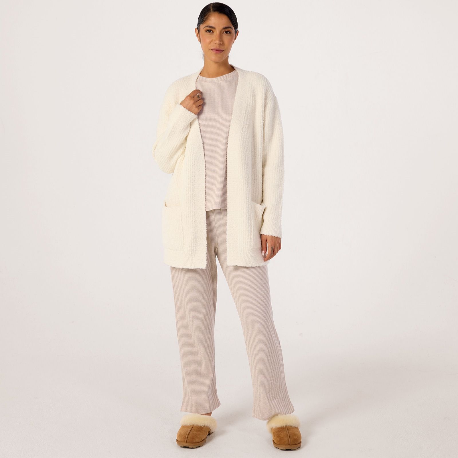 Cozee Home Plain Featherknit E2E Cardigan