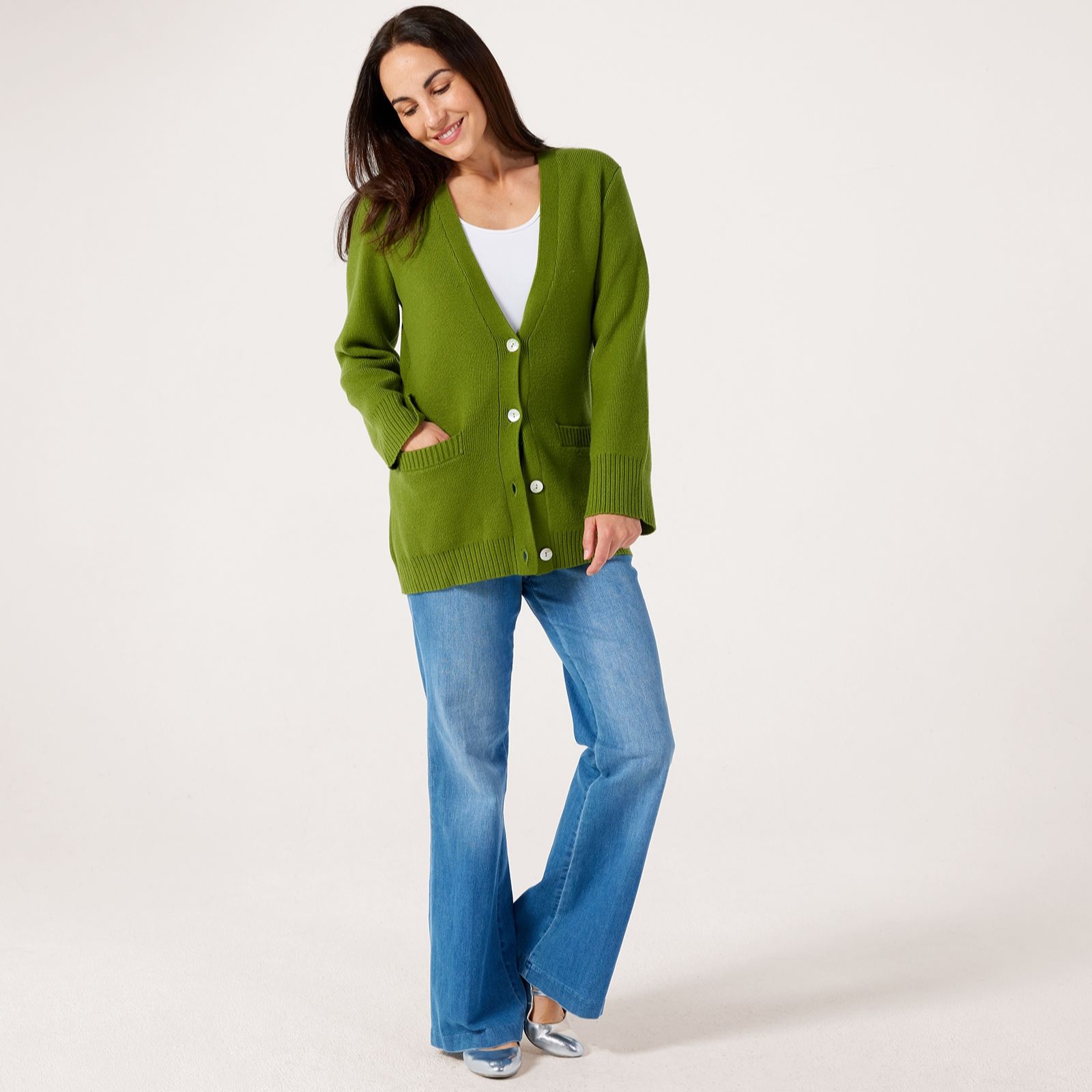 MarlaWynne Collection SoftKnit Waisted Cardigan w/Wide Sleeves