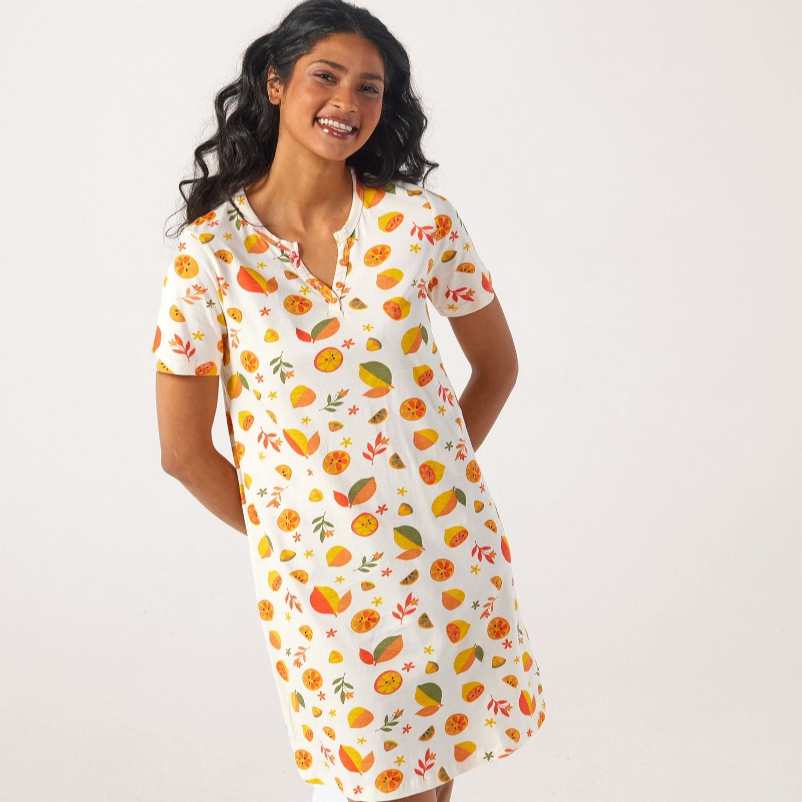 Cozee Home Notch Collar Night Dress