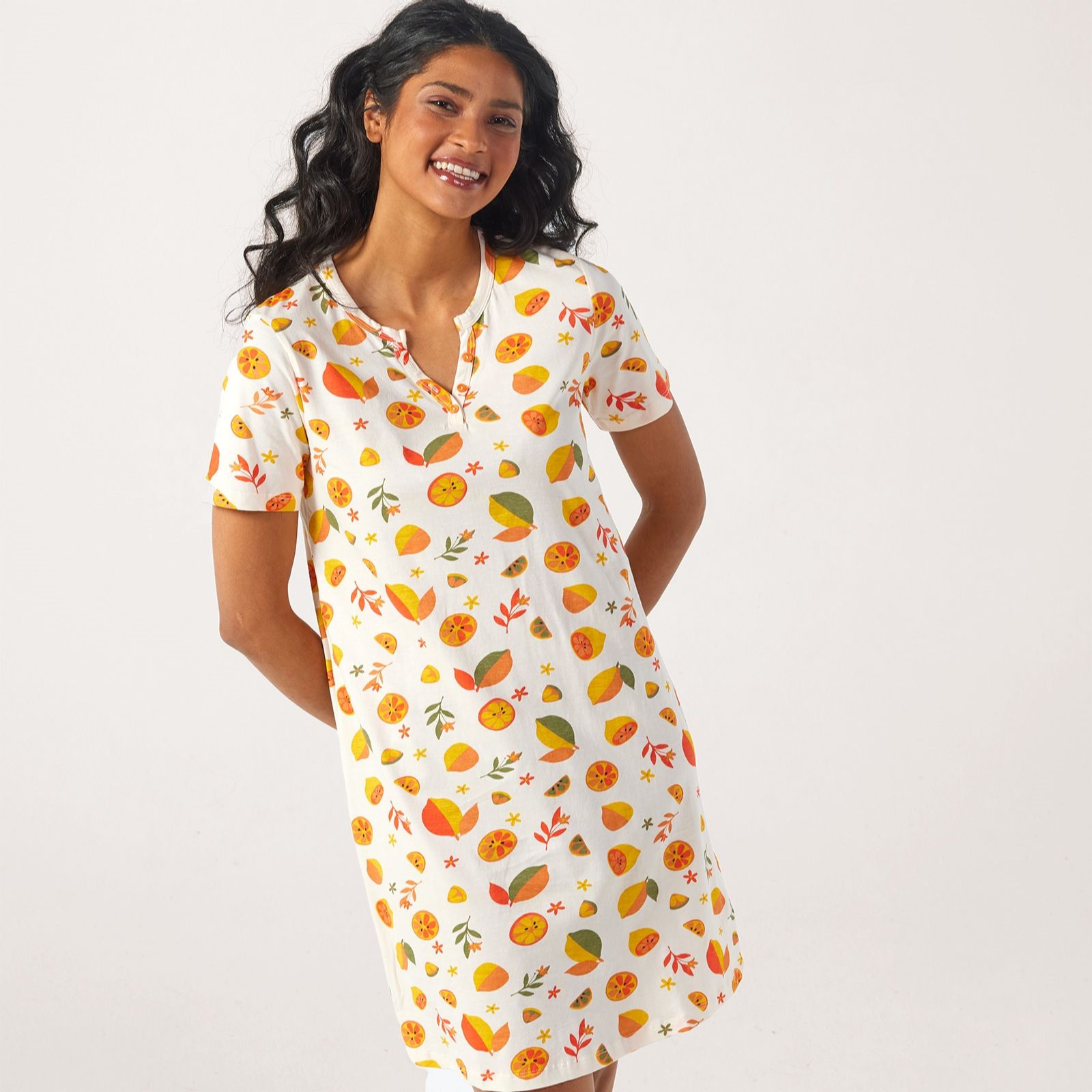 Cozee Home Notch Collar Night Dress