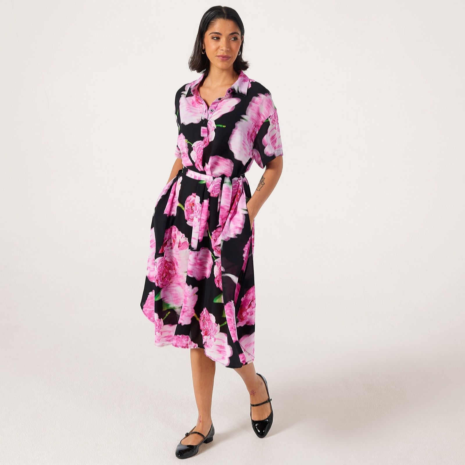 Malissa J Printed Midi Shirt Dress