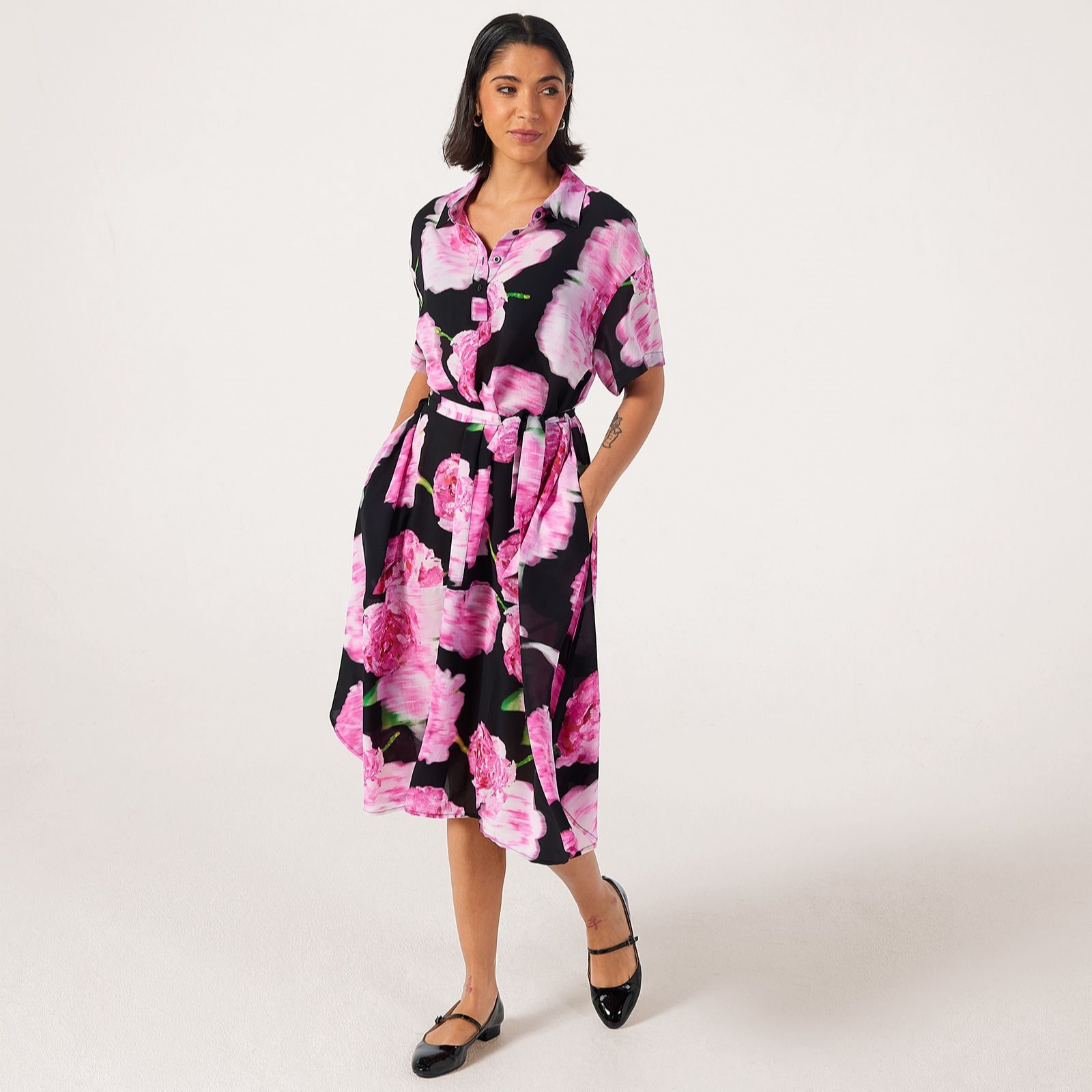 Malissa J Printed Midi Shirt Dress