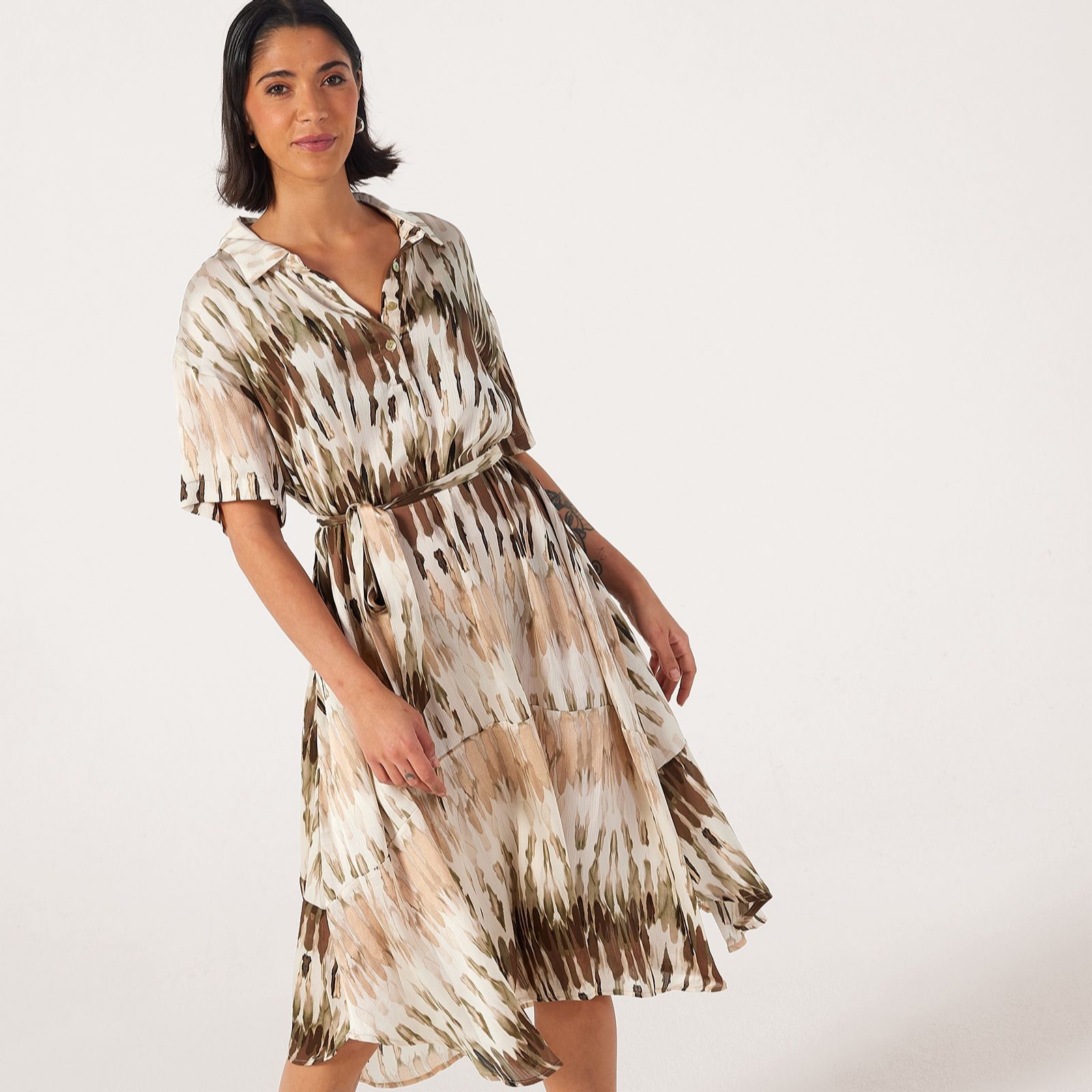 Malissa J Printed Midi Shirt Dress