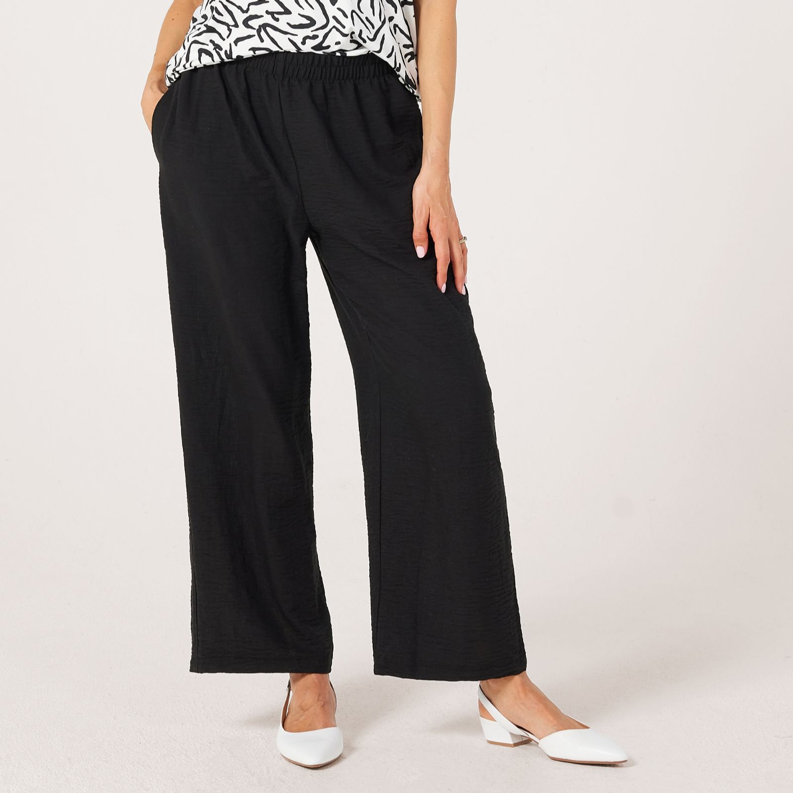 Kim & Co Linen Feel Olivia Wide Leg Petite Trousers