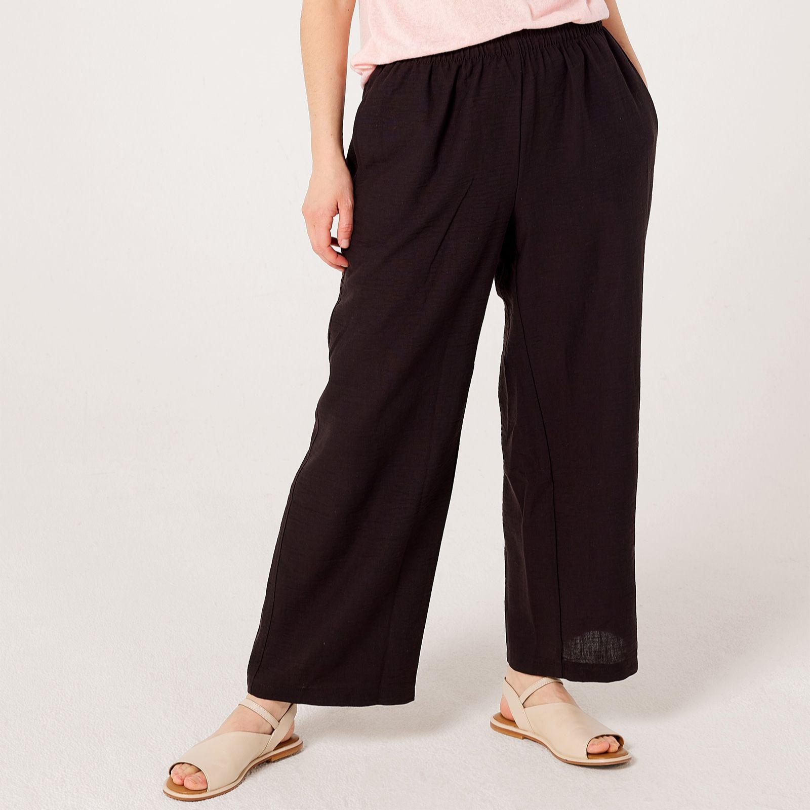 Kim & Co Linen Feel Olivia Wide Leg Petite Trousers