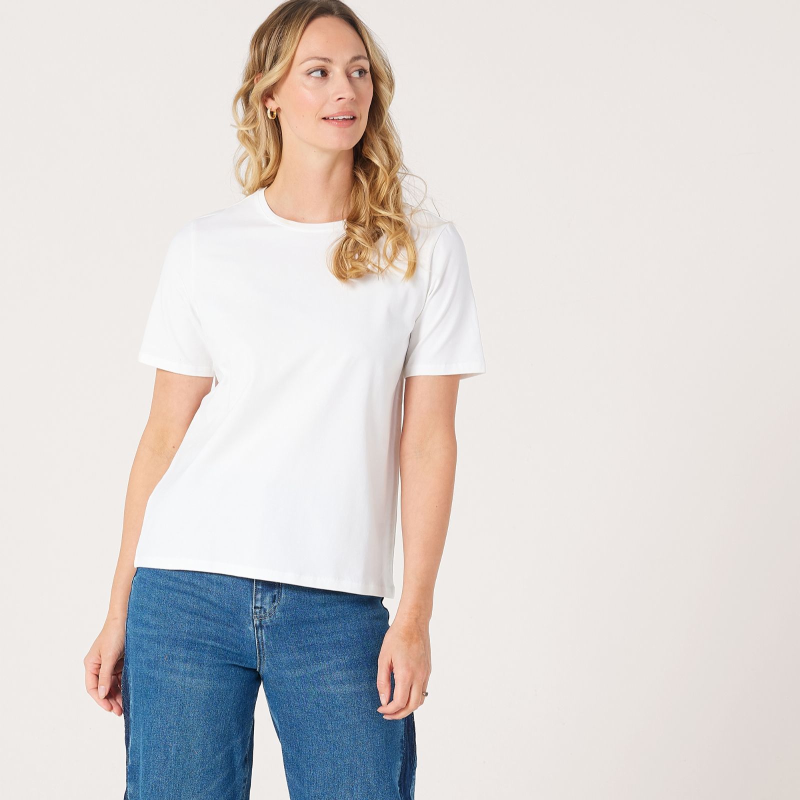 MarlaWynne Layers Cotton Span Short Sleeve Perfect Tee