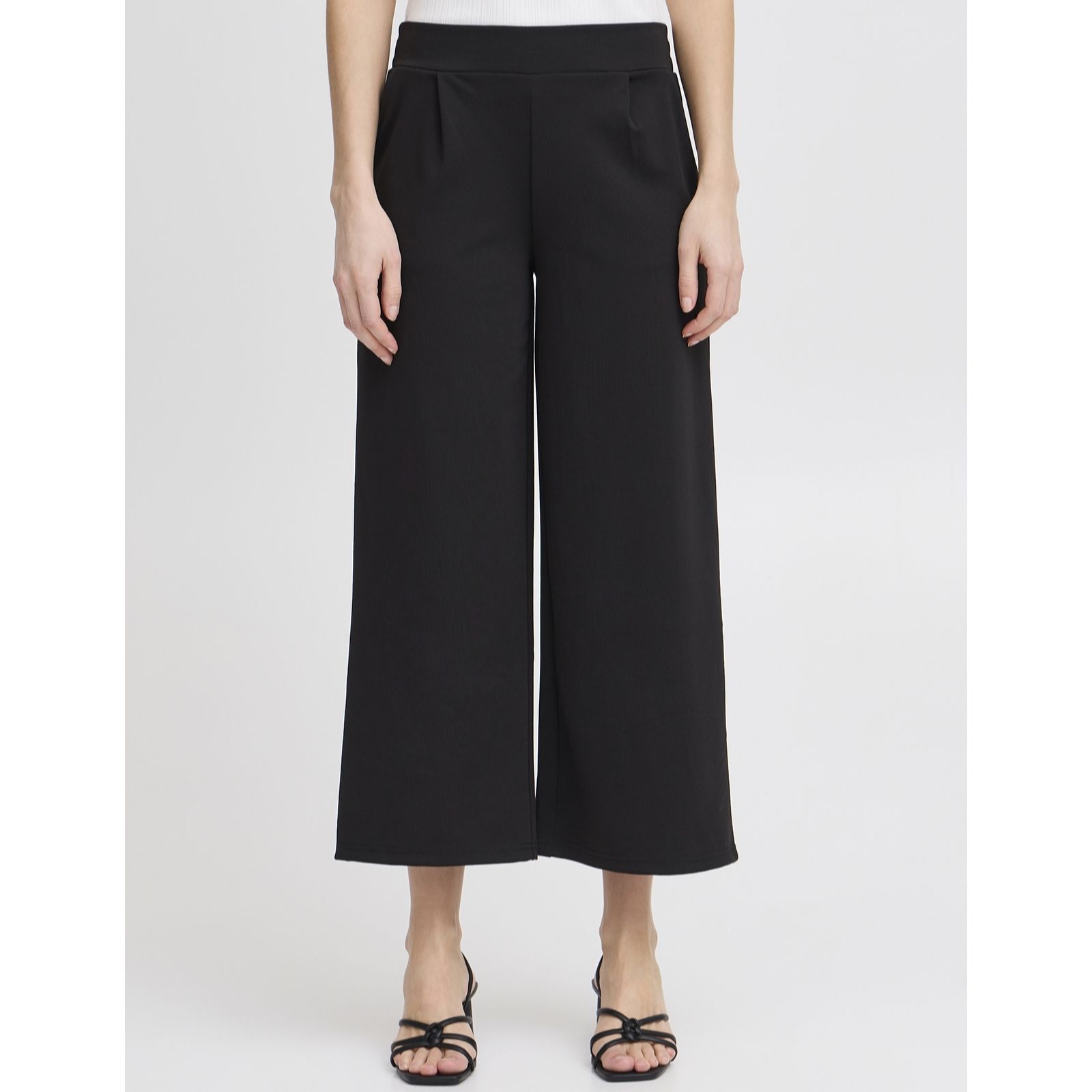 ICHI Kate Sus Wide-Leg Cropped Trousers