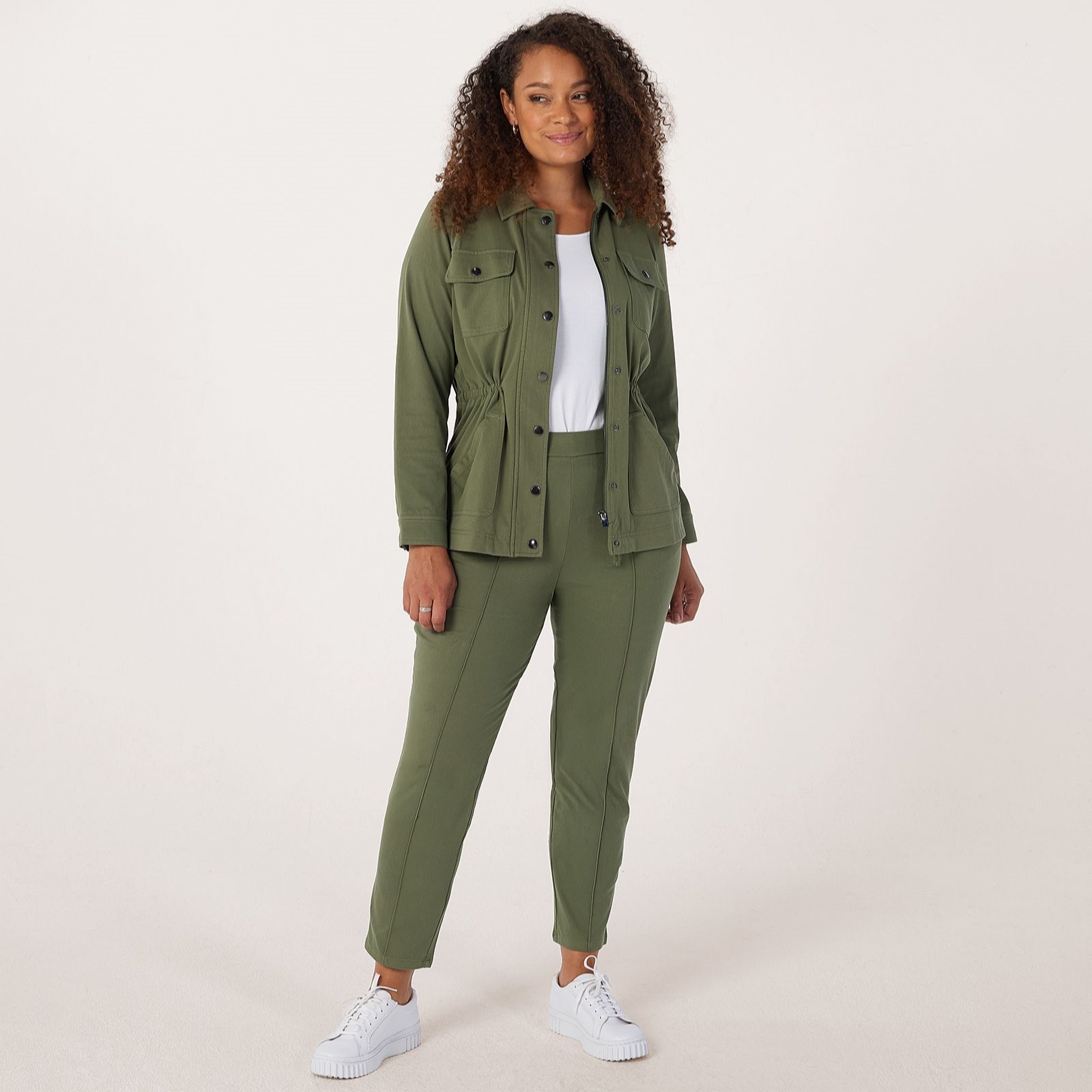 Denim & Co. Comfy Knit Denim Tapered Pull On Trouser Petite