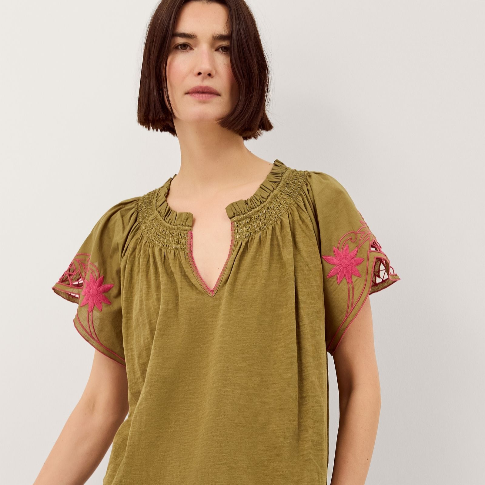  Monsoon Fiona Fabric Mix Top