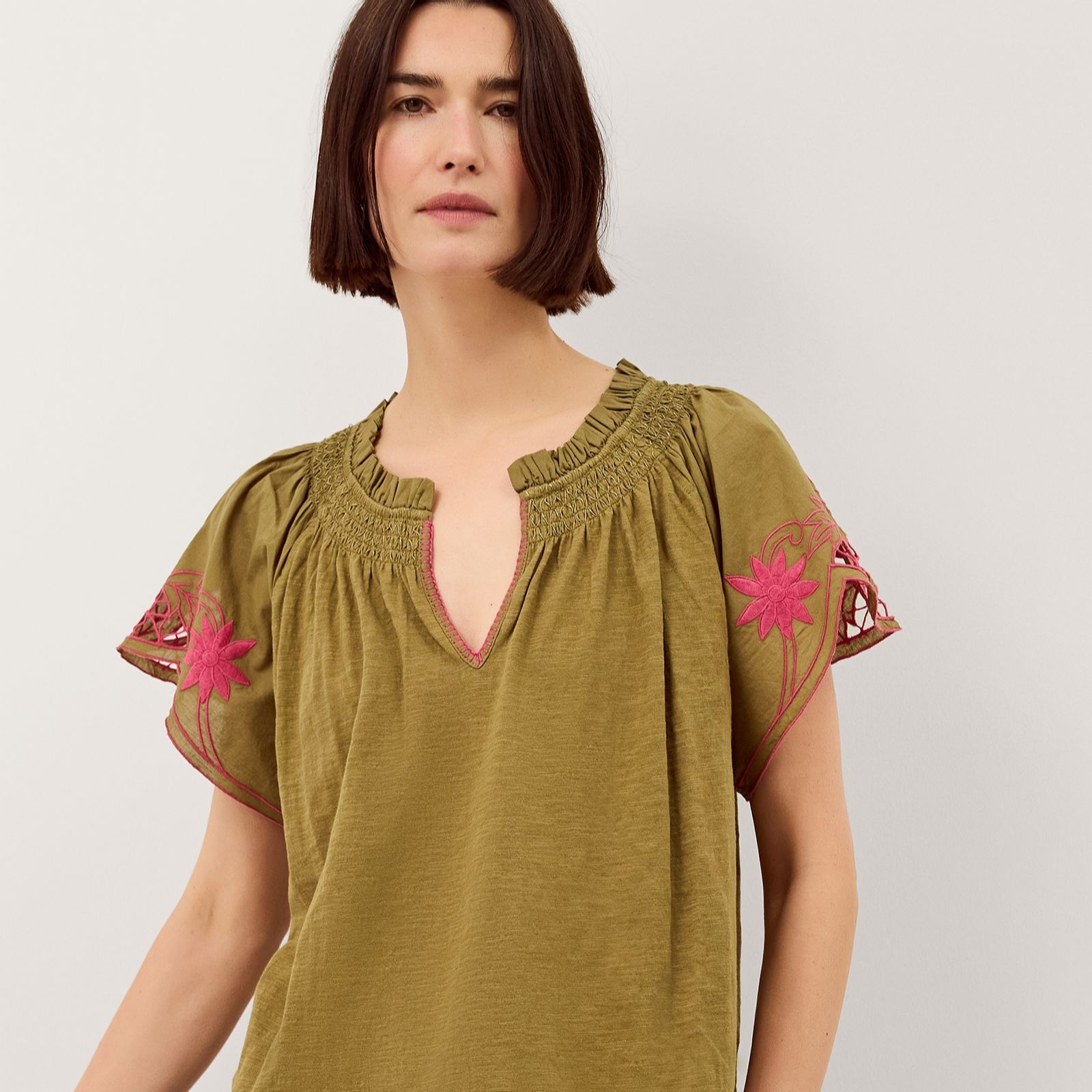 Monsoon Fiona Fabric Mix Top
