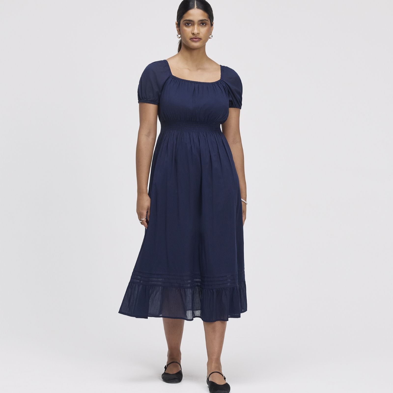 Finery London Mandy 100% Cotton Voile Puff Sleeve Dress Standard