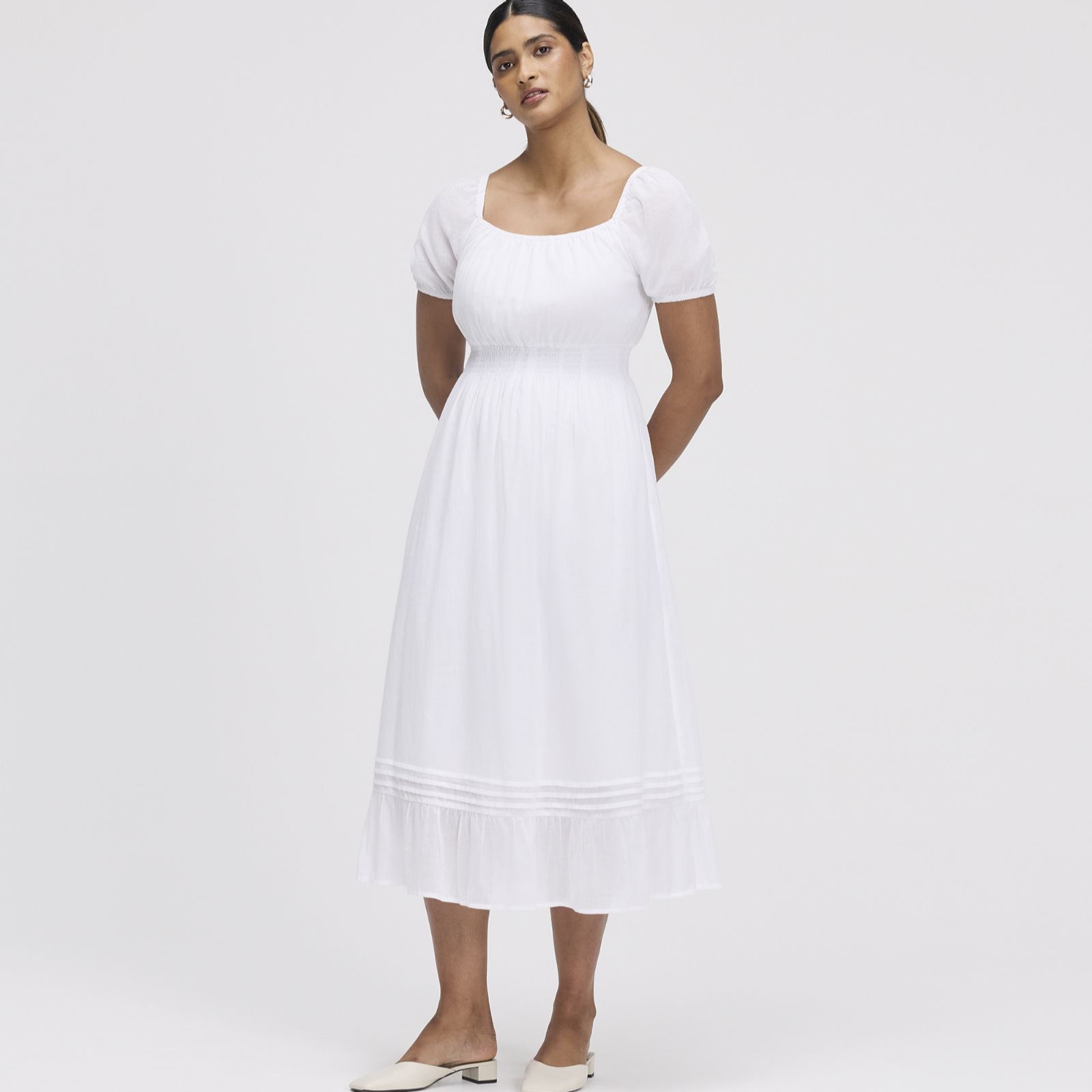 Finery London Mandy 100% Cotton Voile Puff Sleeve Dress Standard