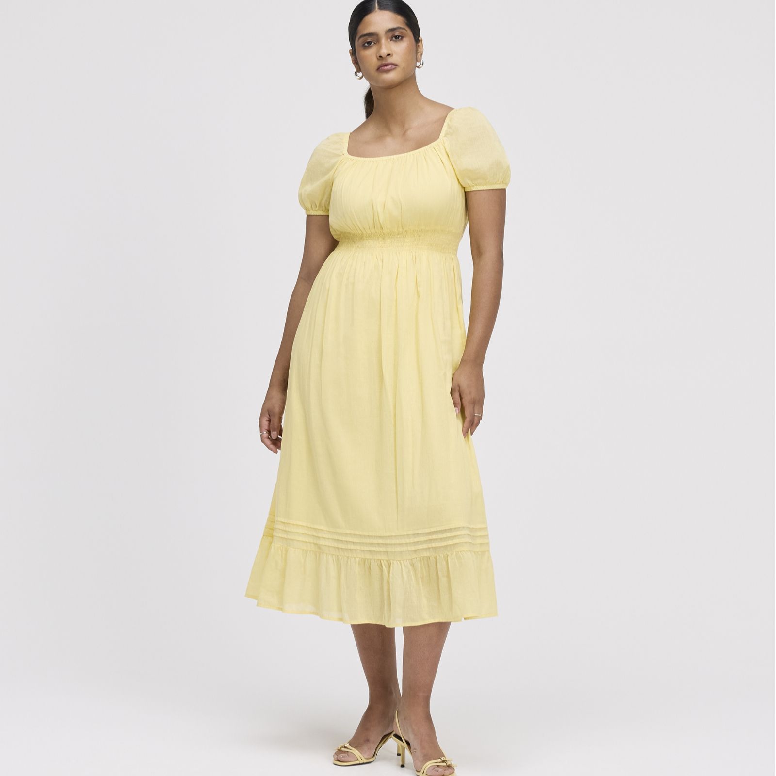 Finery London Mandy 100% Cotton Voile Puff Sleeve Dress Standard
