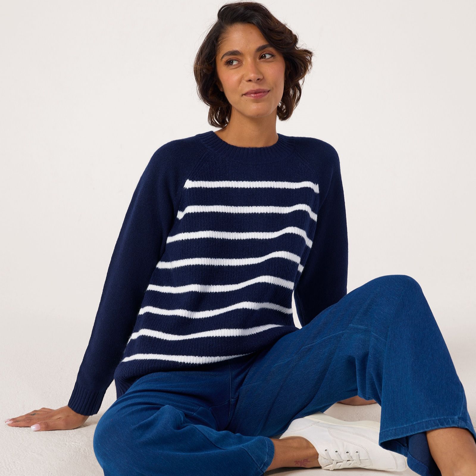 Denim & Co. Striped Round Neck Jumper