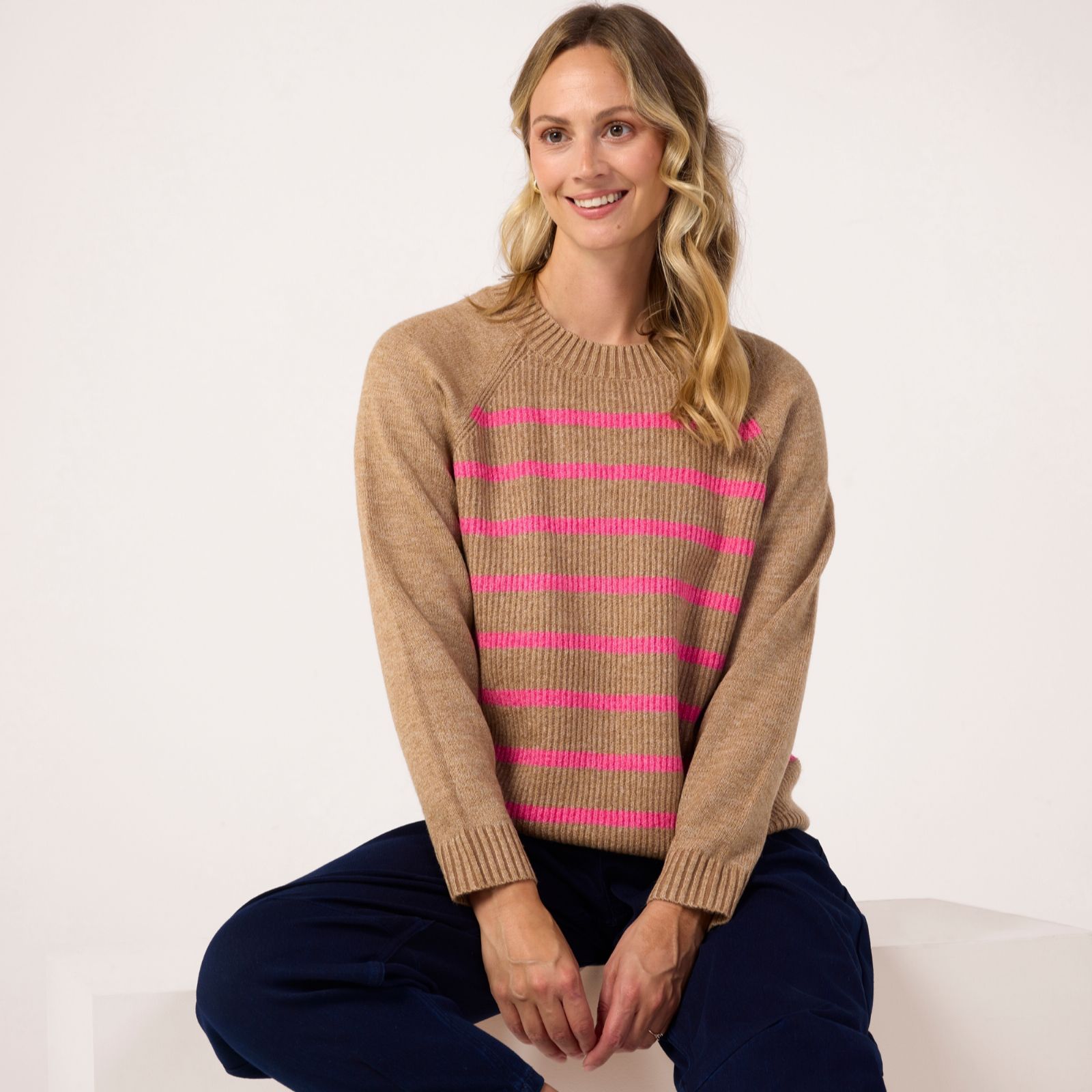 Denim & Co. Striped Round Neck Jumper