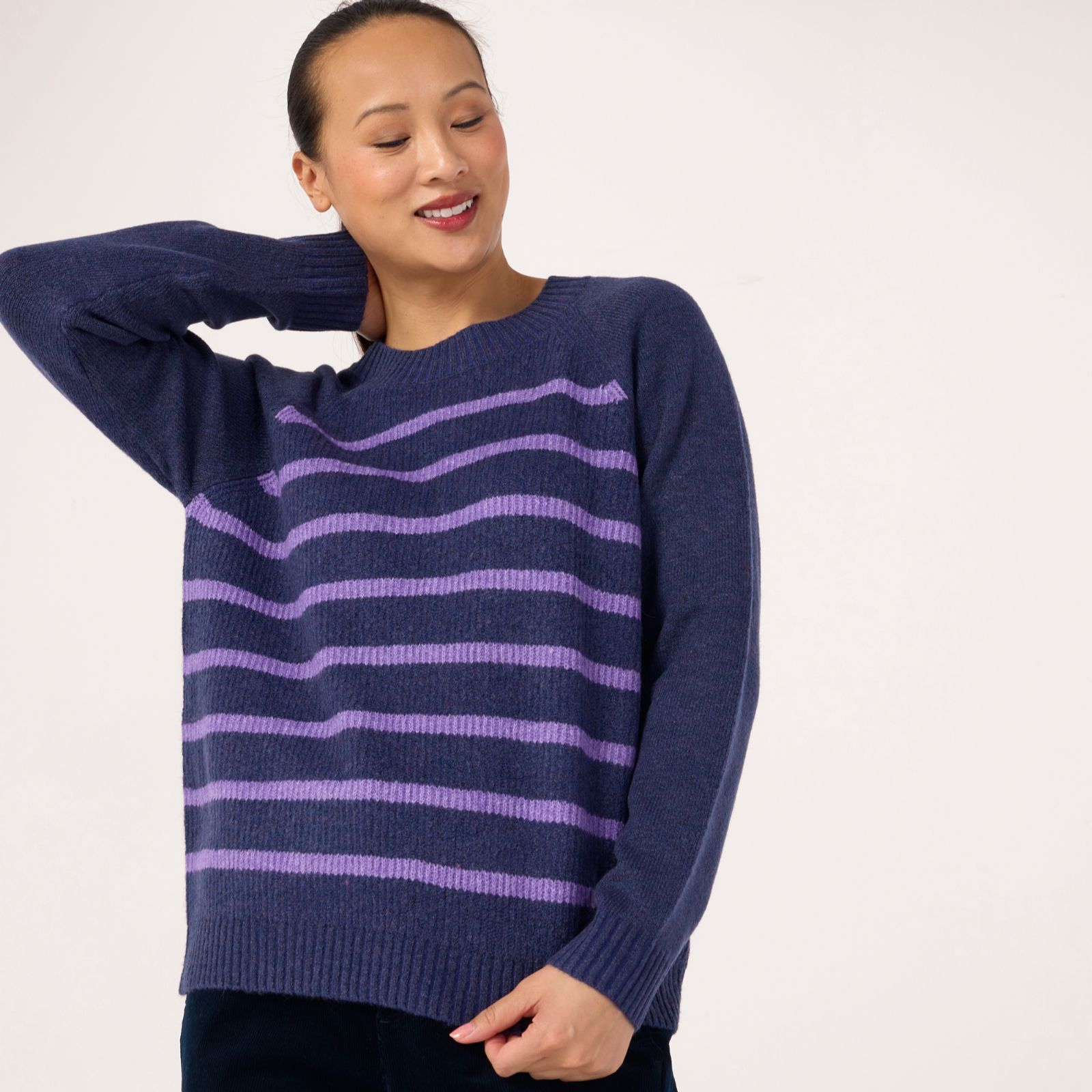 Denim & Co. Striped Round Neck Jumper