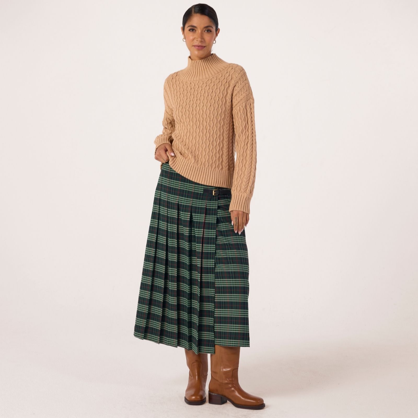 Ben de Lisi Check Kilt Skirt Petite