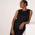 Malissa J Round Neck Bead & Sequin Lined Vest