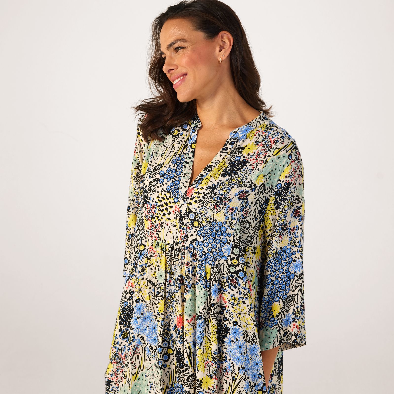 Masai Copenhagen Nitzan 3/4 Sleeve Printed Tiered Dress QVC UK - Main Image