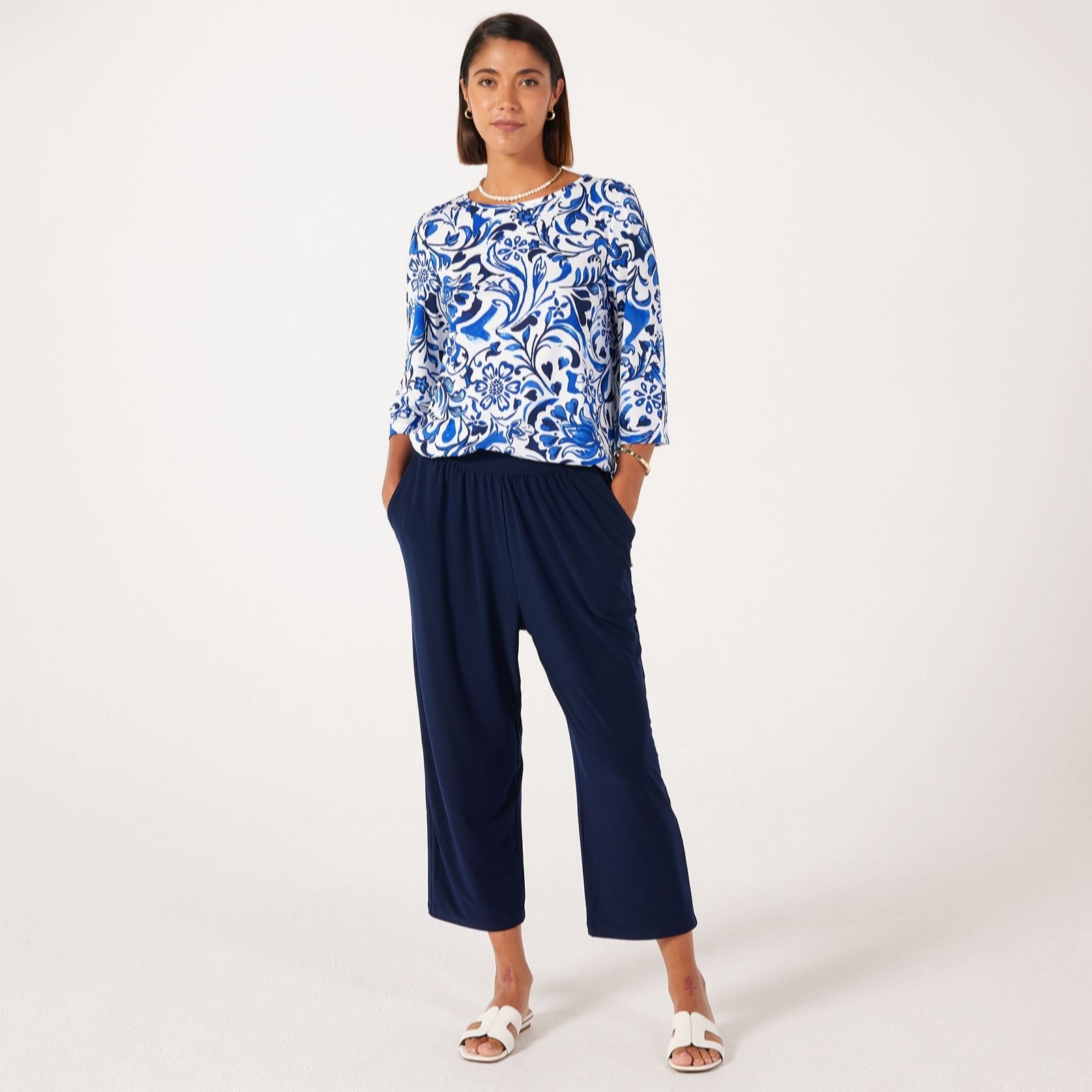 Kim & Co Deluxe Brazil Jersey Relaxed Cropped Trousers