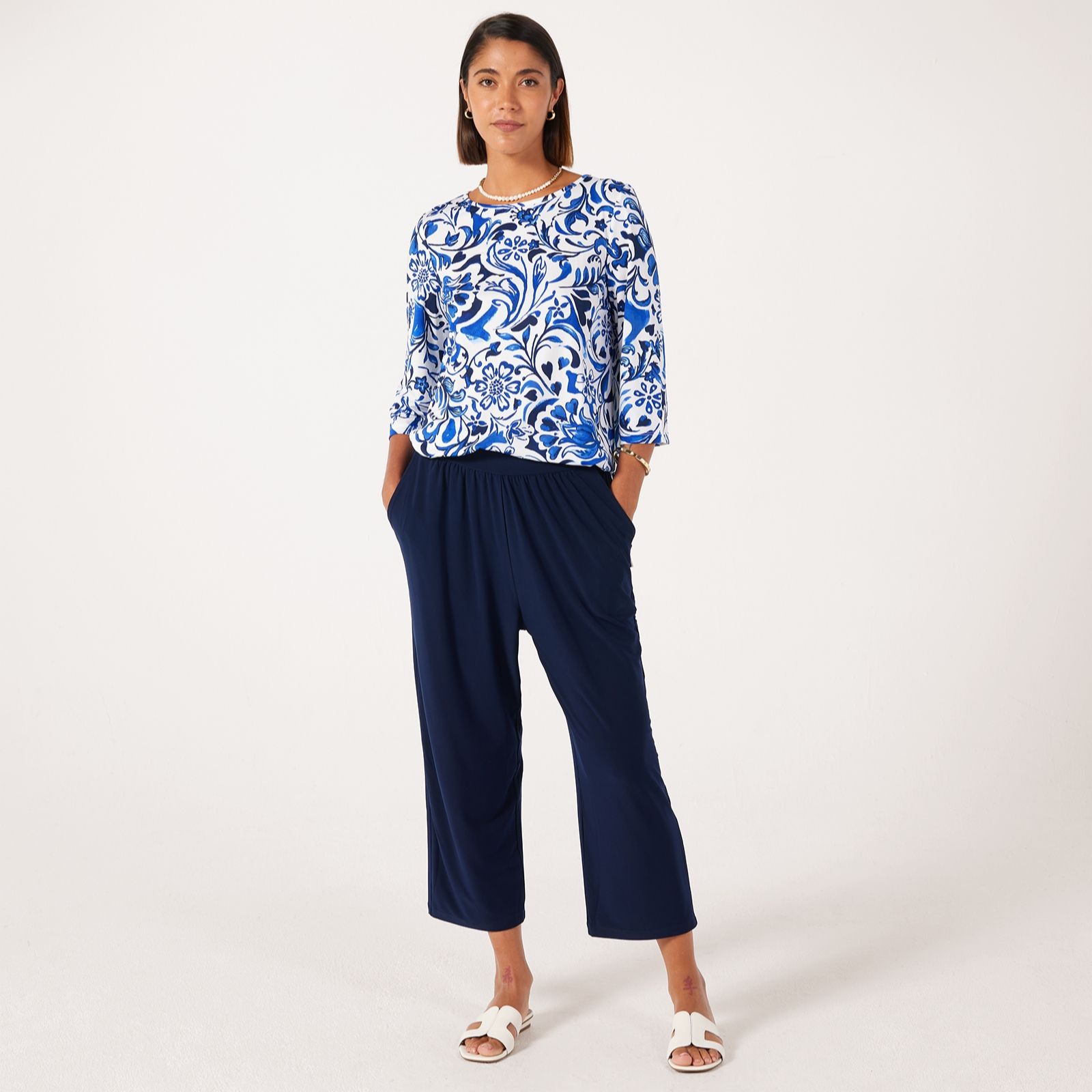 Kim & Co Deluxe Brazil Jersey Relaxed Cropped Trousers