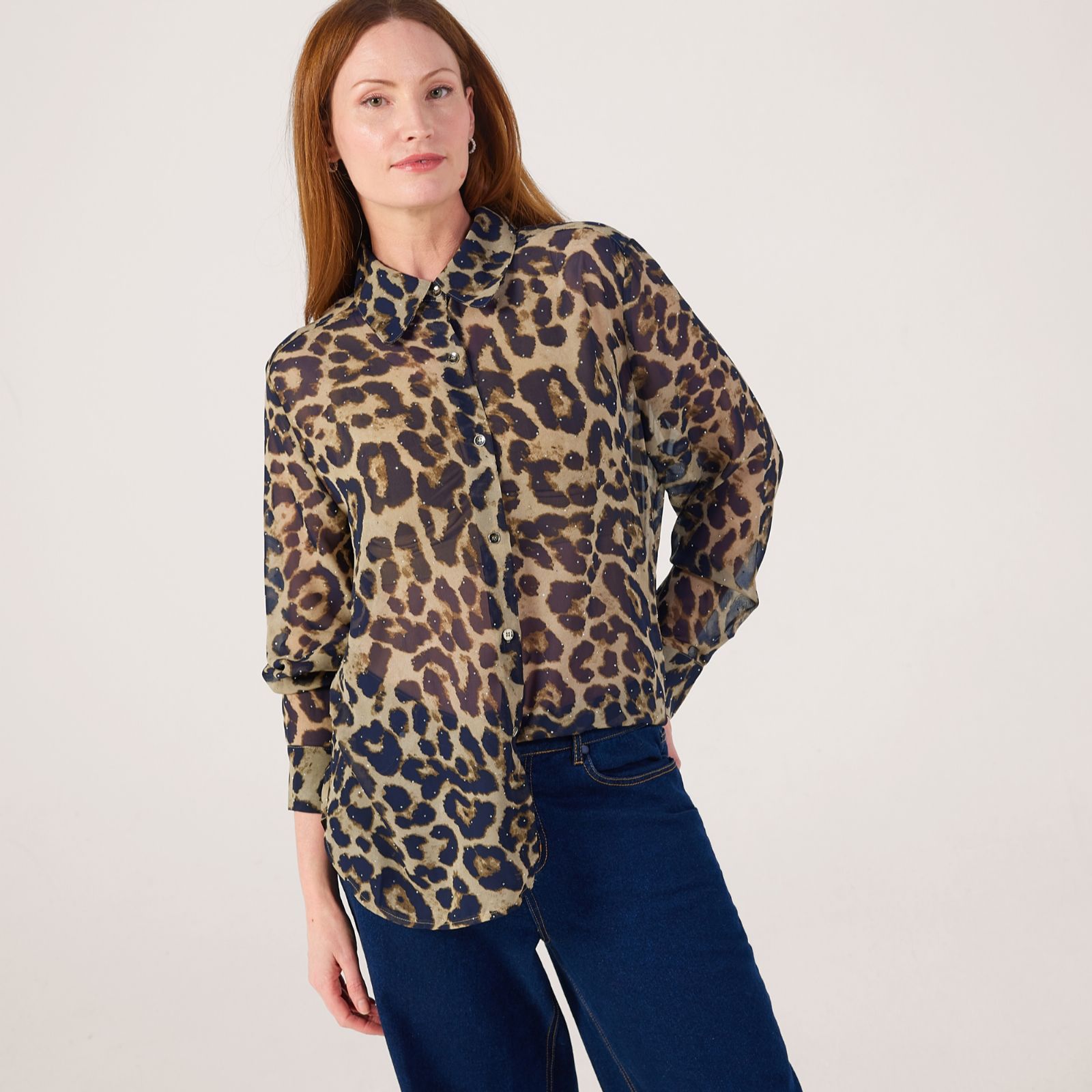 Malissa J Long Sleeved Leopard-Printed Shirt