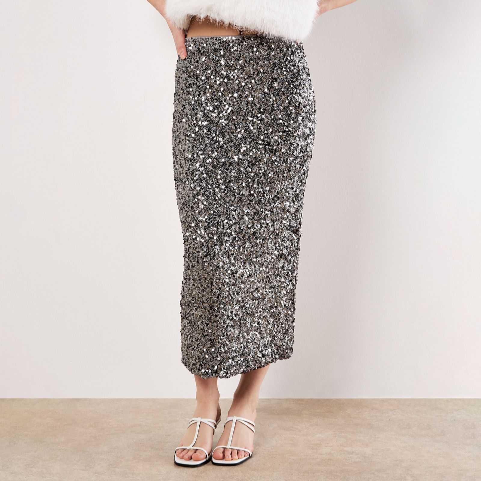 Apricot Cluster Sequin Midaxi Skirt