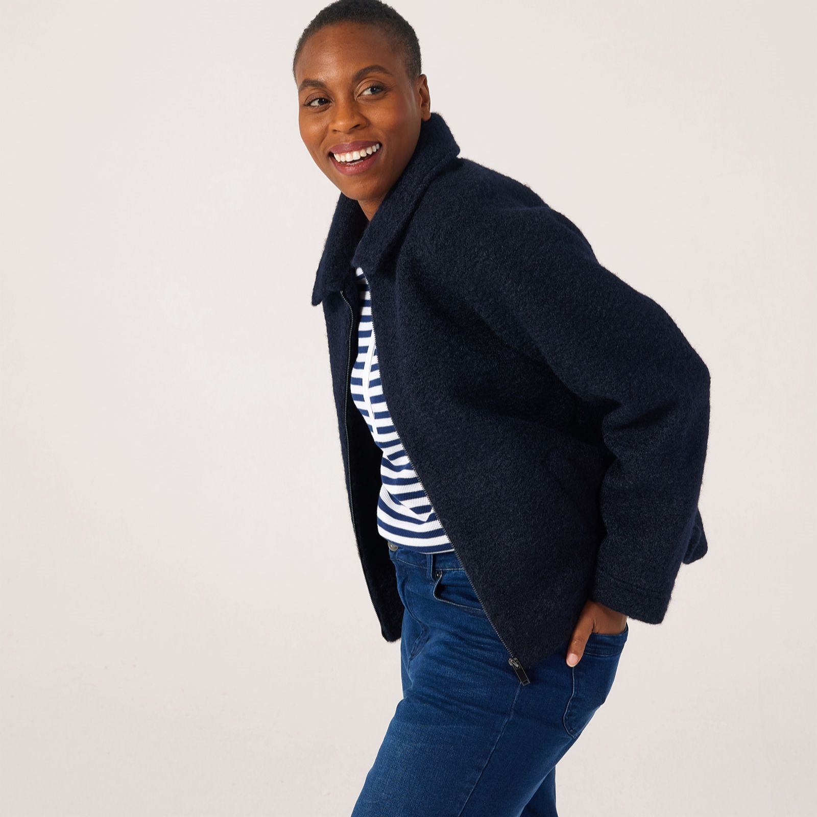 Ben De Lisi Boucle Zip Through Jacket