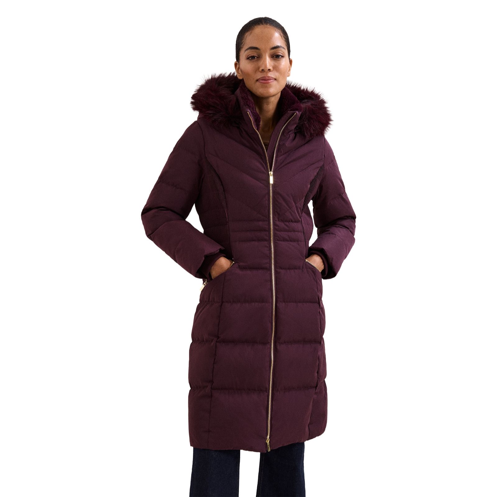 Phase Eight Fur Shawl Puffer Jacket