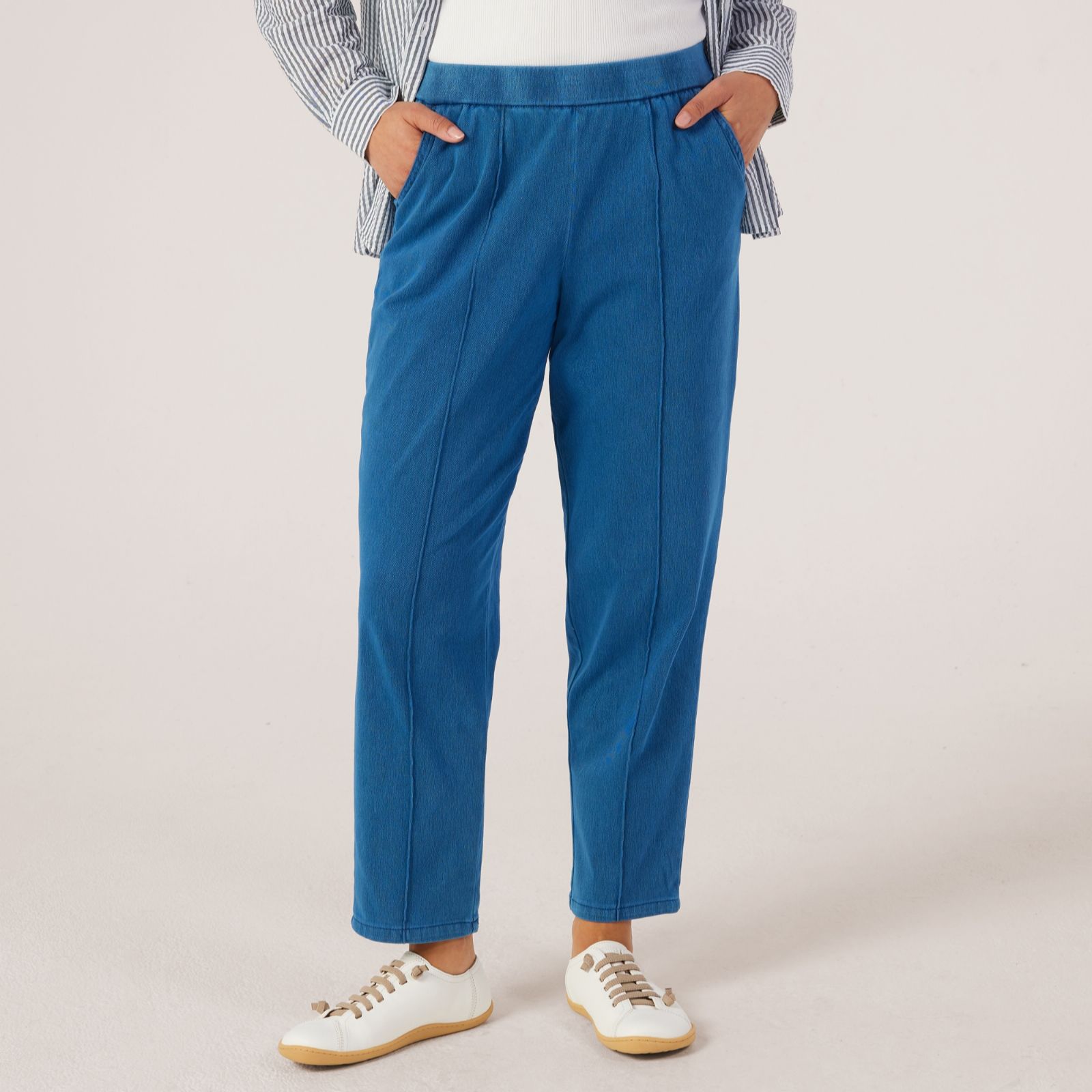 Denim & Co. Comfy Knit Denim Tapered Pull On Trouser Standard
