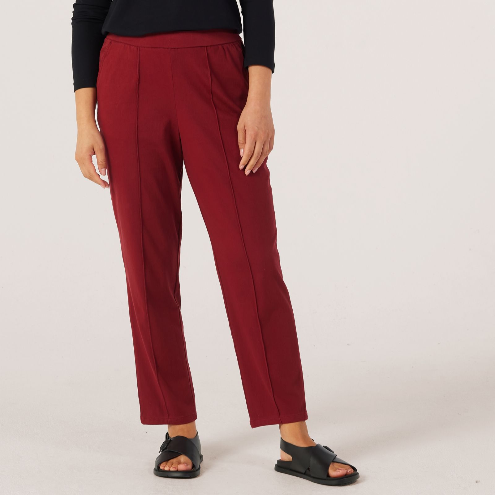 Denim & Co. Comfy Knit Denim Tapered Pull On Trouser Standard