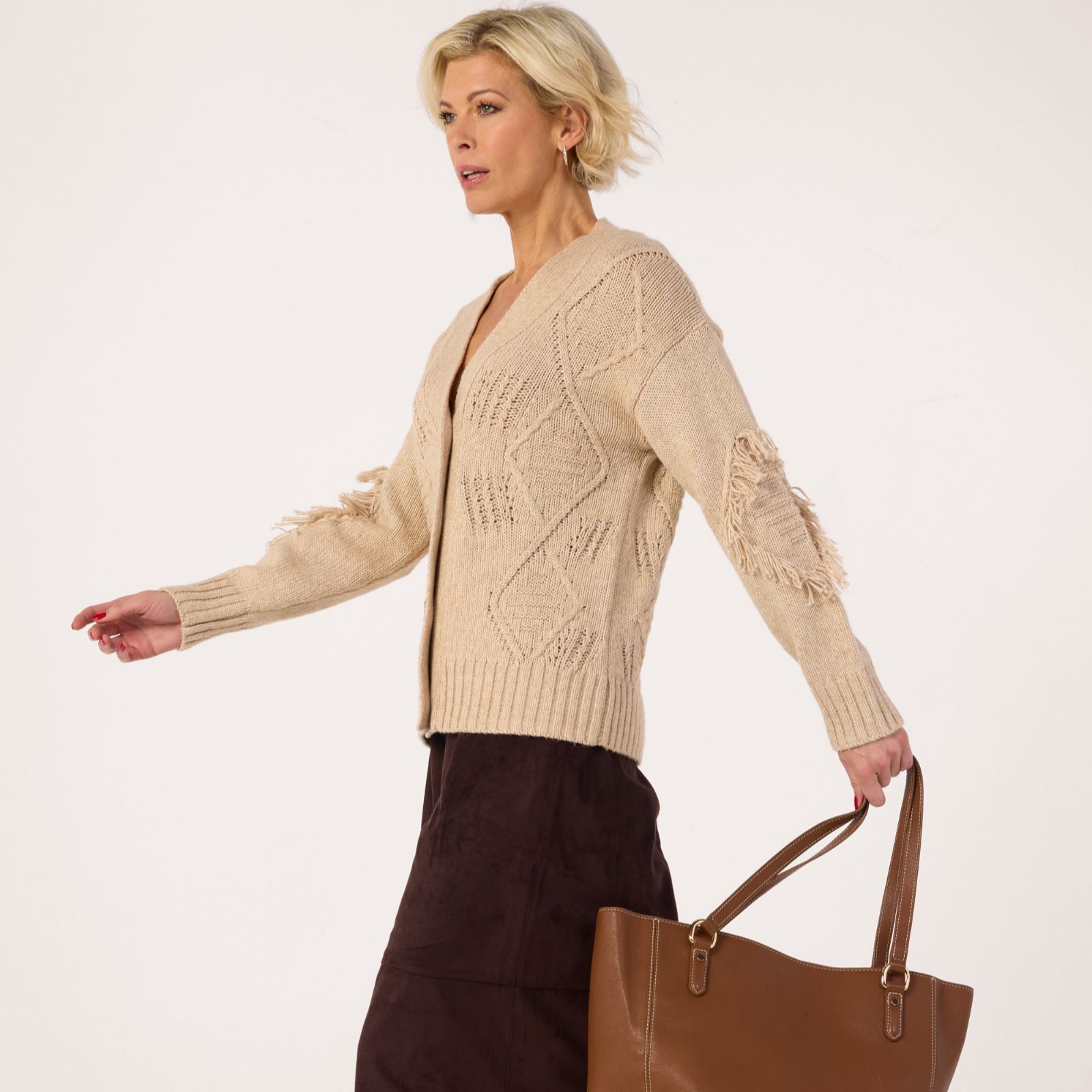 Ruth Langsford Cable and Fringed Cardigan