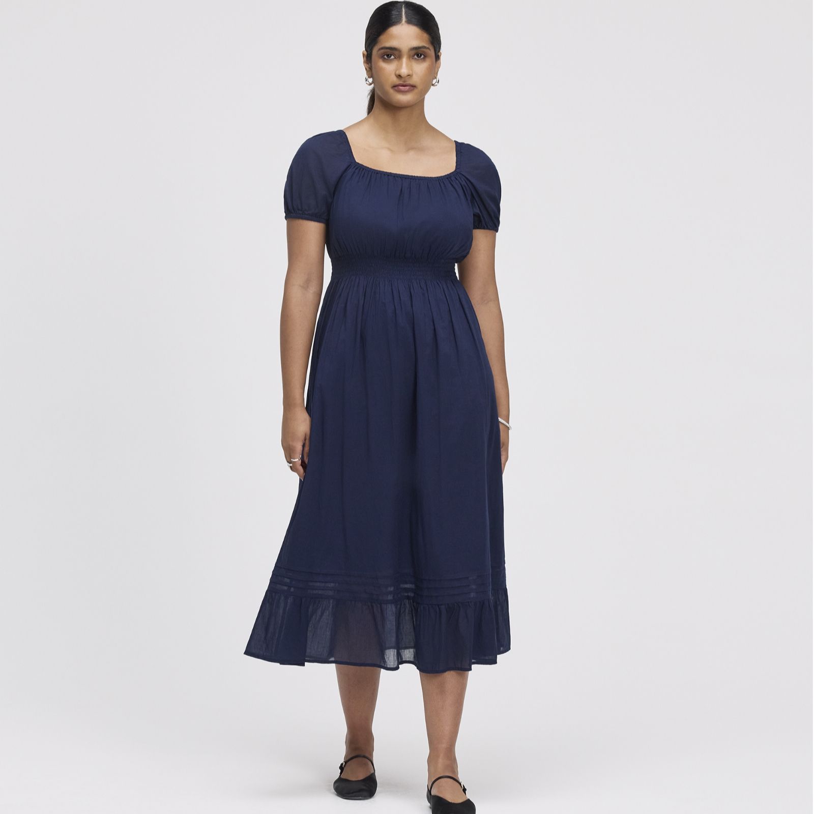 Finery London Mandy 100% Cotton Voile Puff Sleeve Dress Petite
