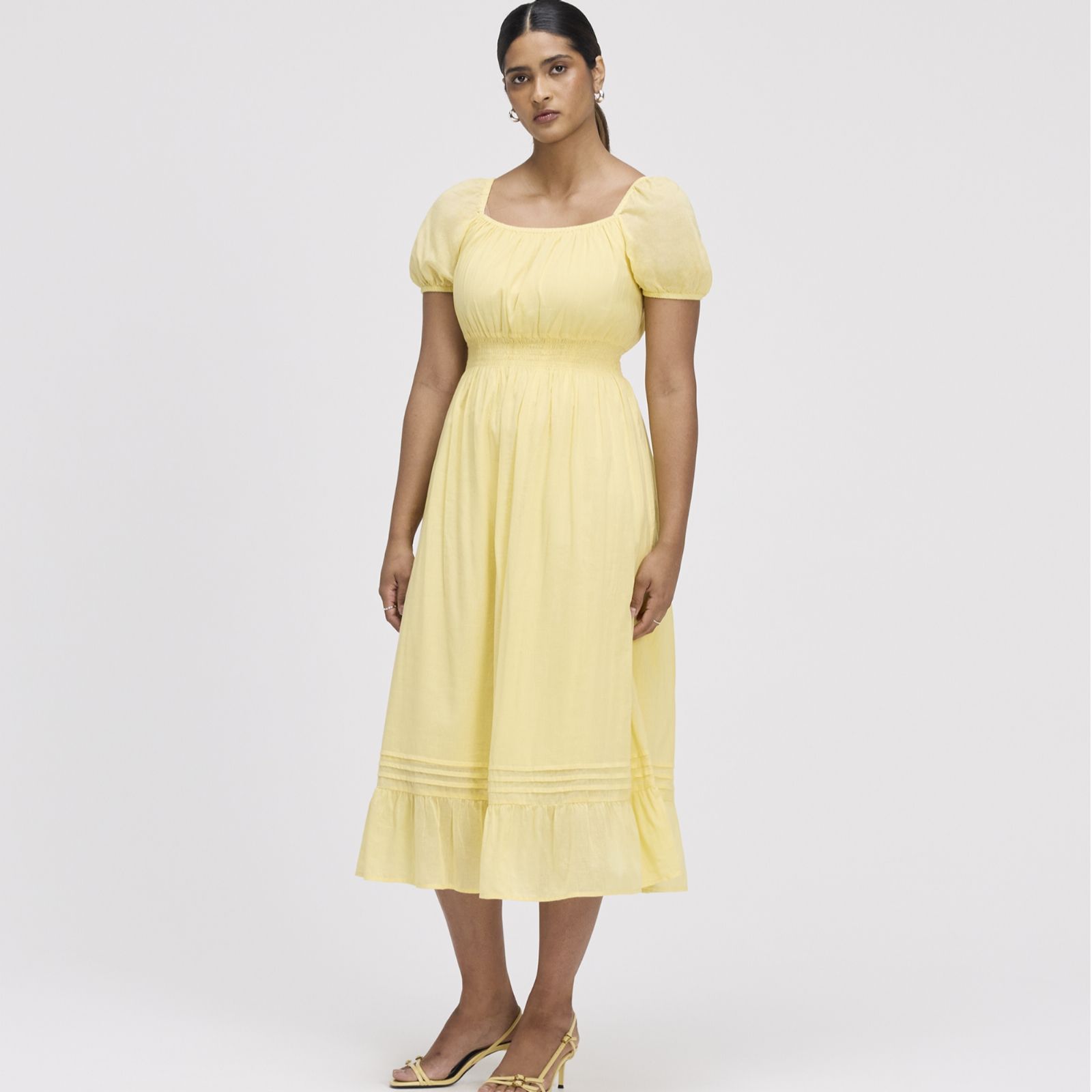 Finery London Mandy 100% Cotton Voile Puff Sleeve Dress Petite