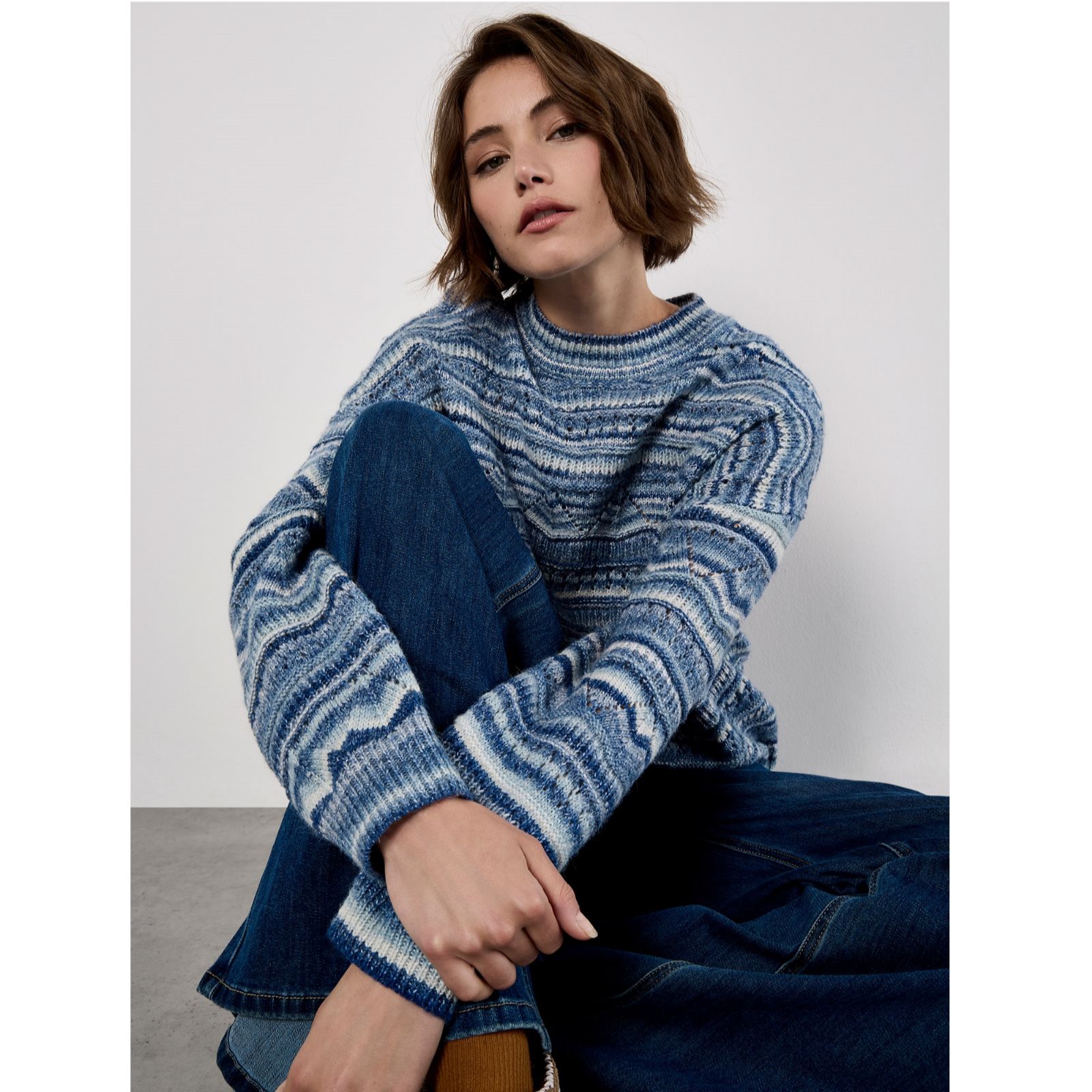 Apricot Pointelle Space Dye Jumper