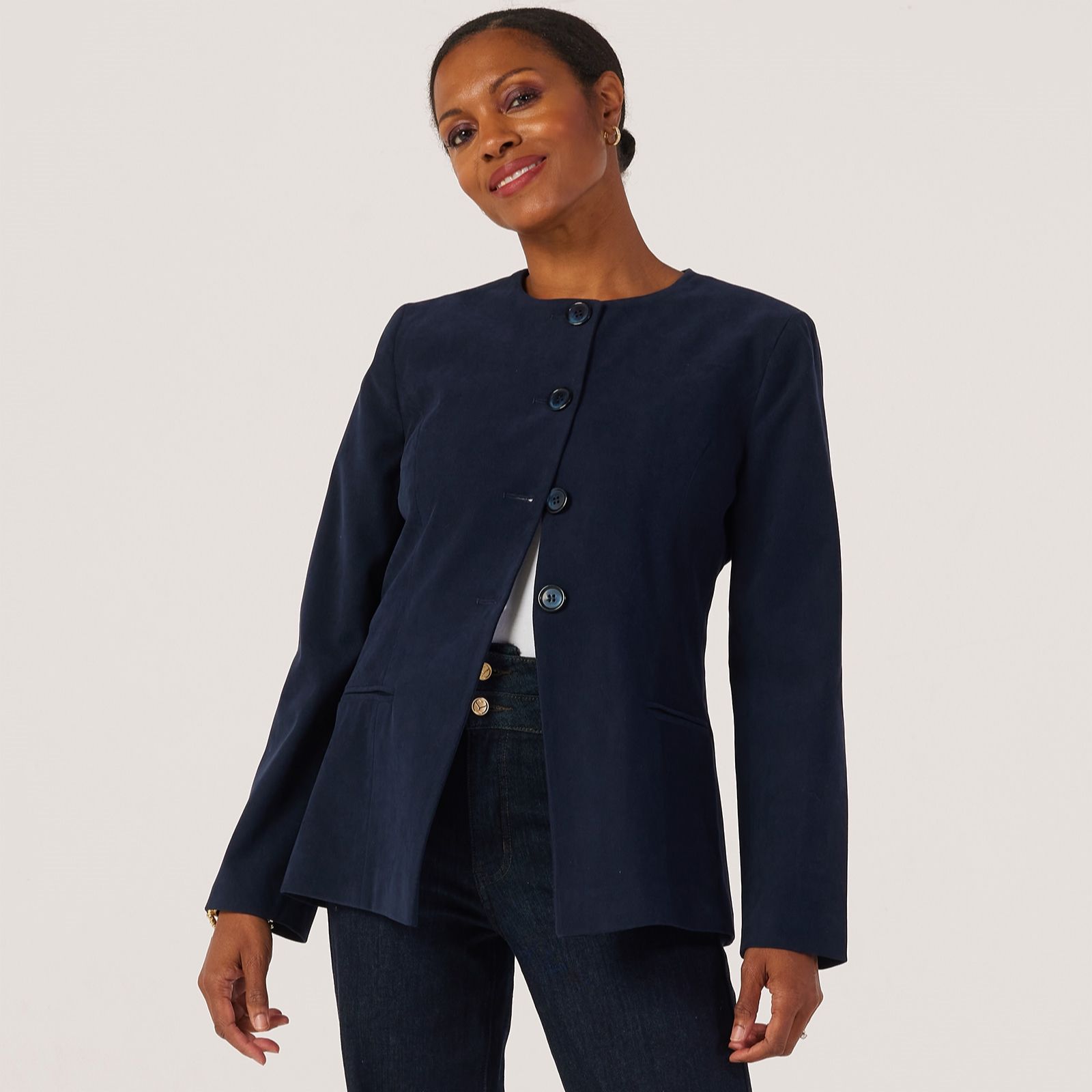 Helene Berman Fit and Flare Collarless Jacket