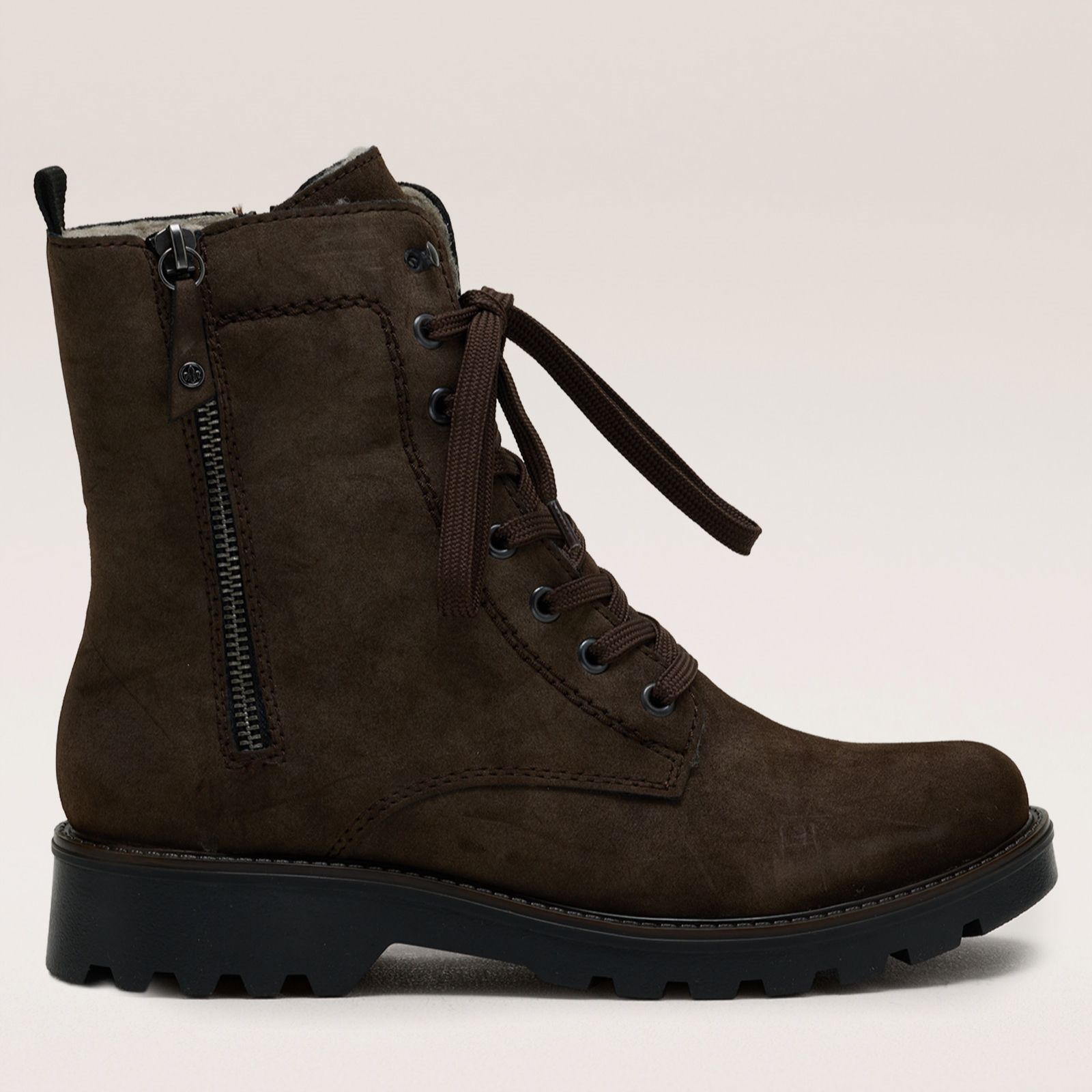 Rieker Warm Lined Lace Up Zip Boot