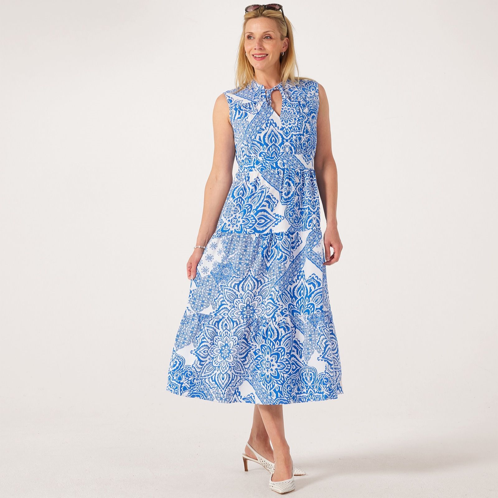 Only Nova Printed Sleeveless Tiered Dress