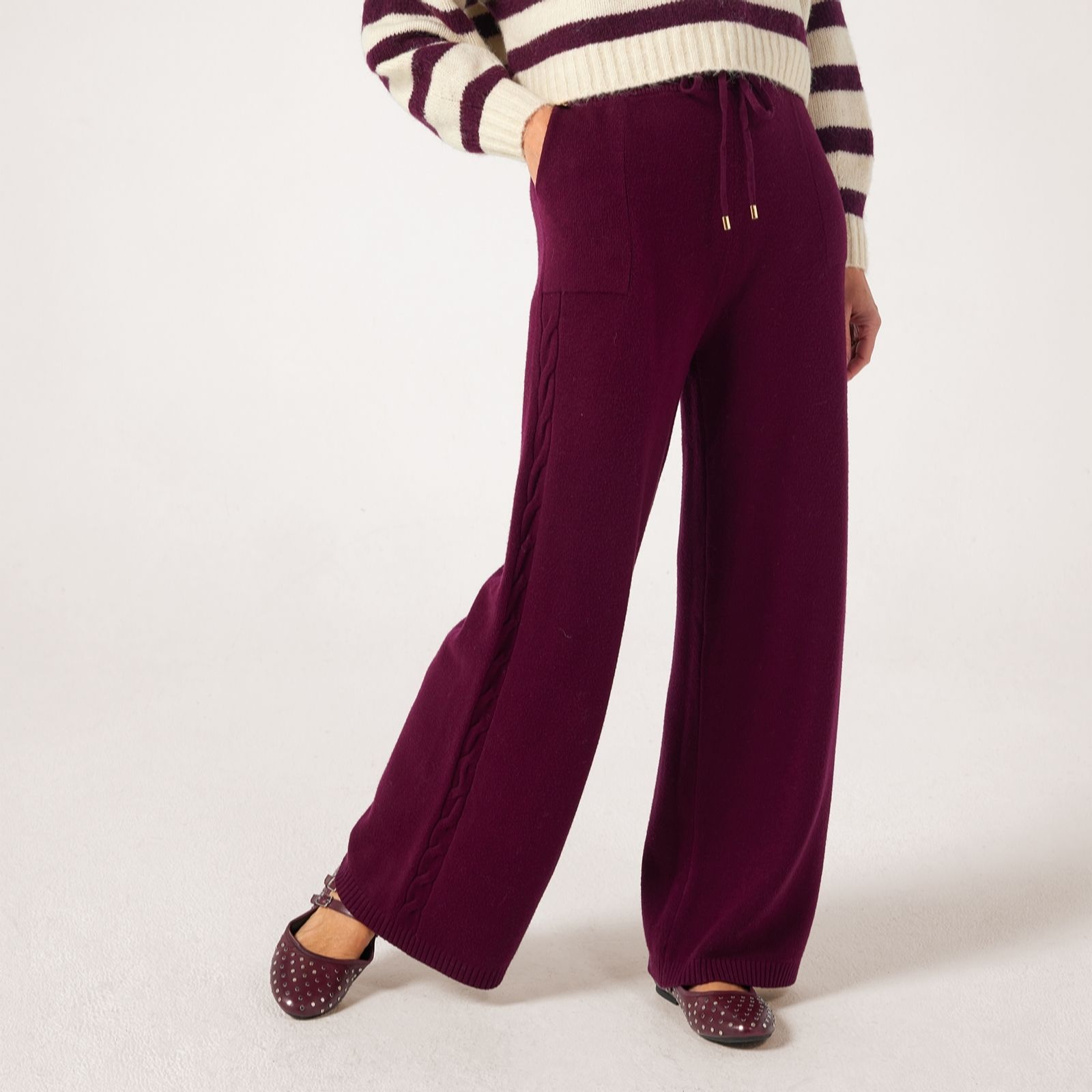 Malissa J Cable Knit Side Straight Trousers