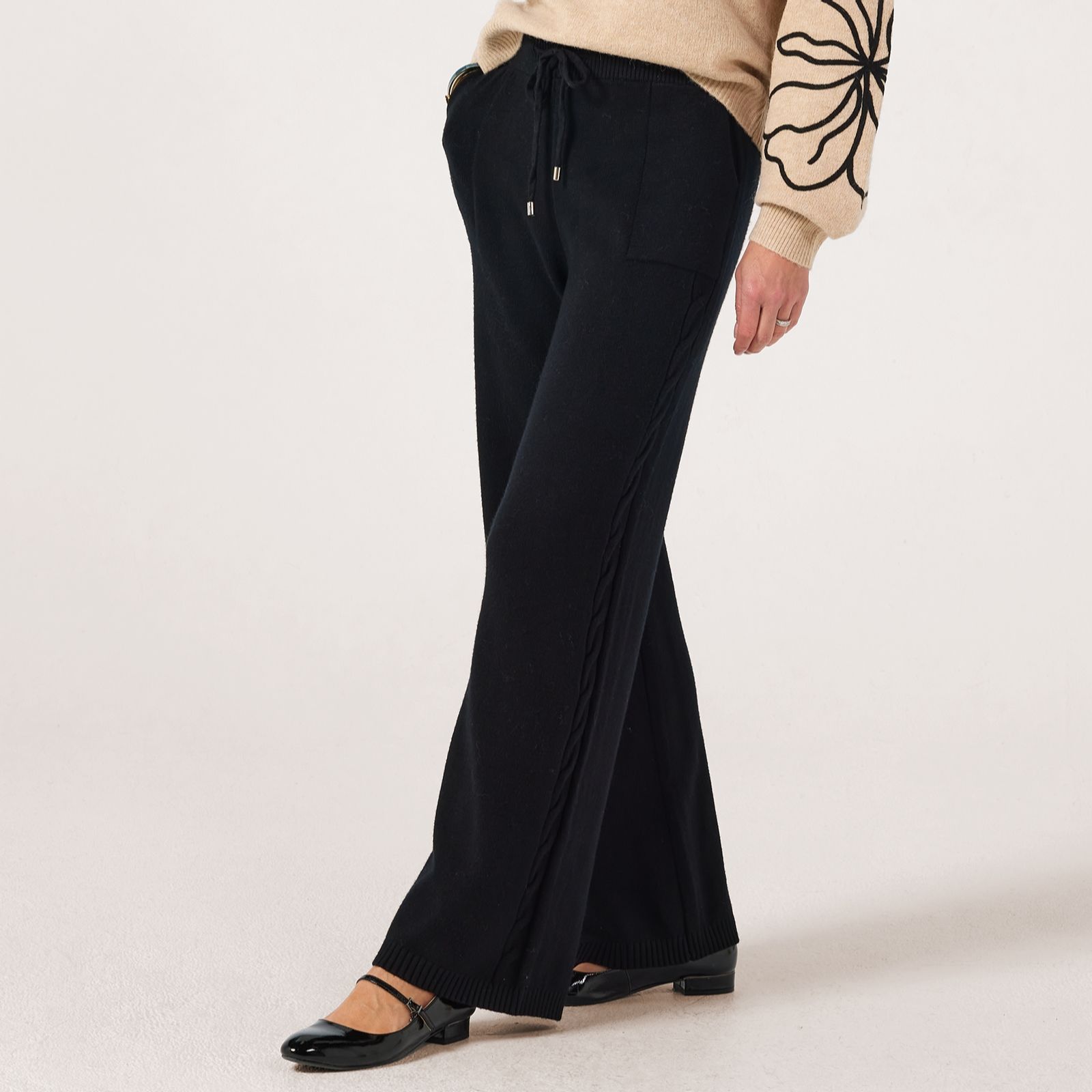 Malissa J Cable Knit Side Straight Trousers