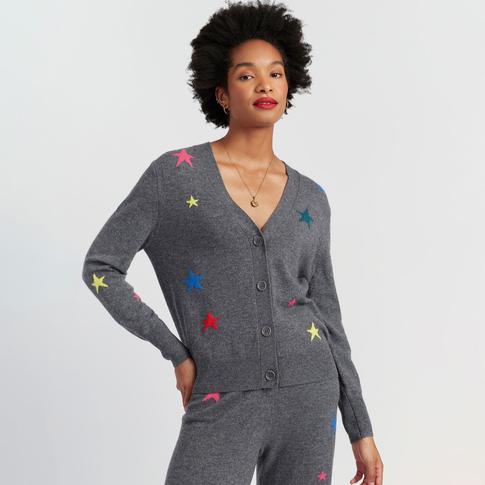 Chinti & Parker Wool Cashmere Blend Embroidered Star Cardigan