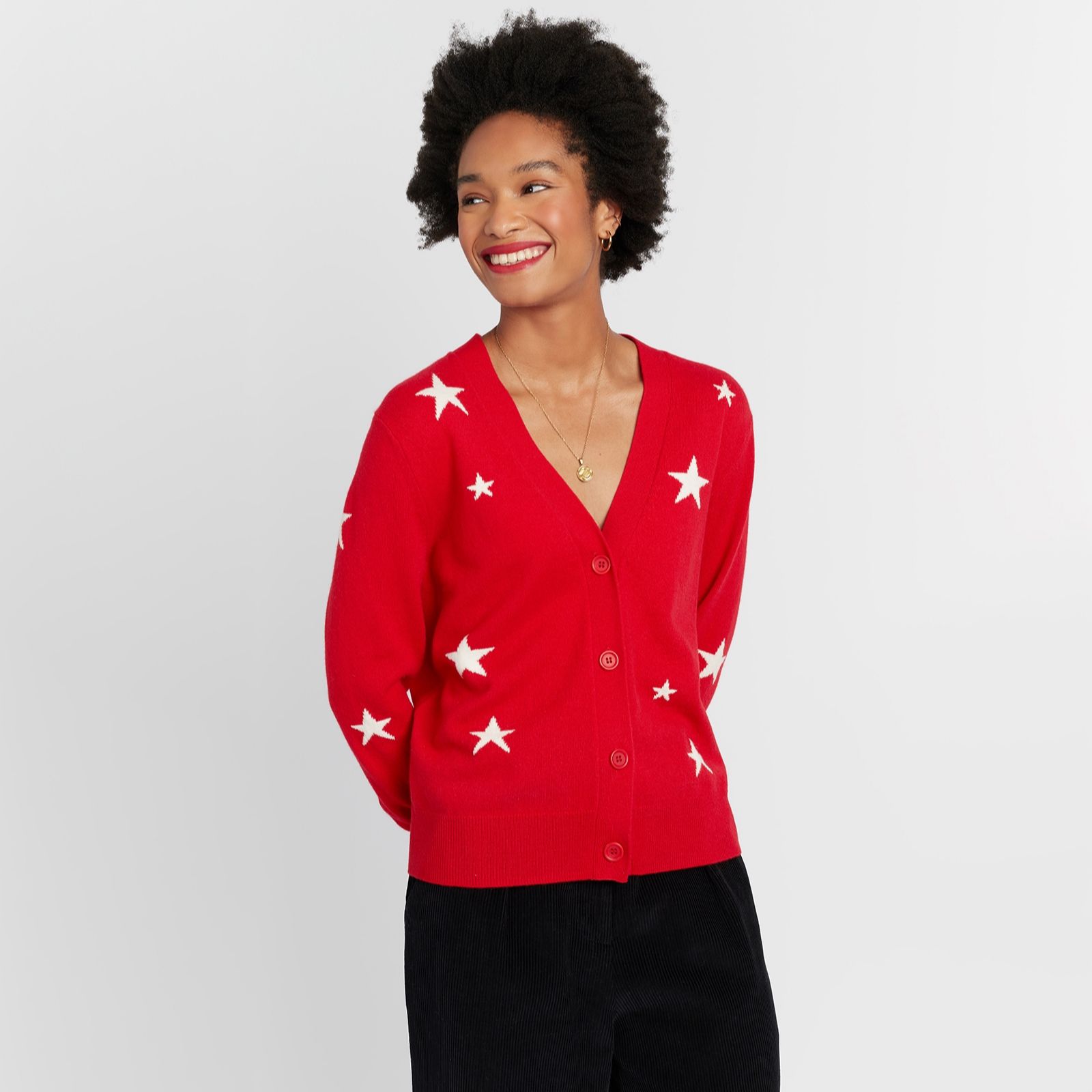 Chinti & Parker Wool Cashmere Blend Embroidered Star Cardigan