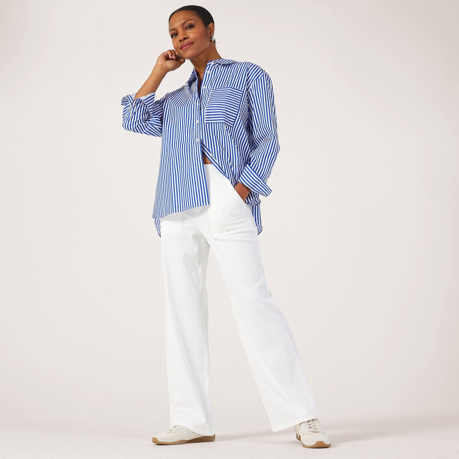 Denim & Co. Comfy Knit Denim Wide Leg Trouser Standard