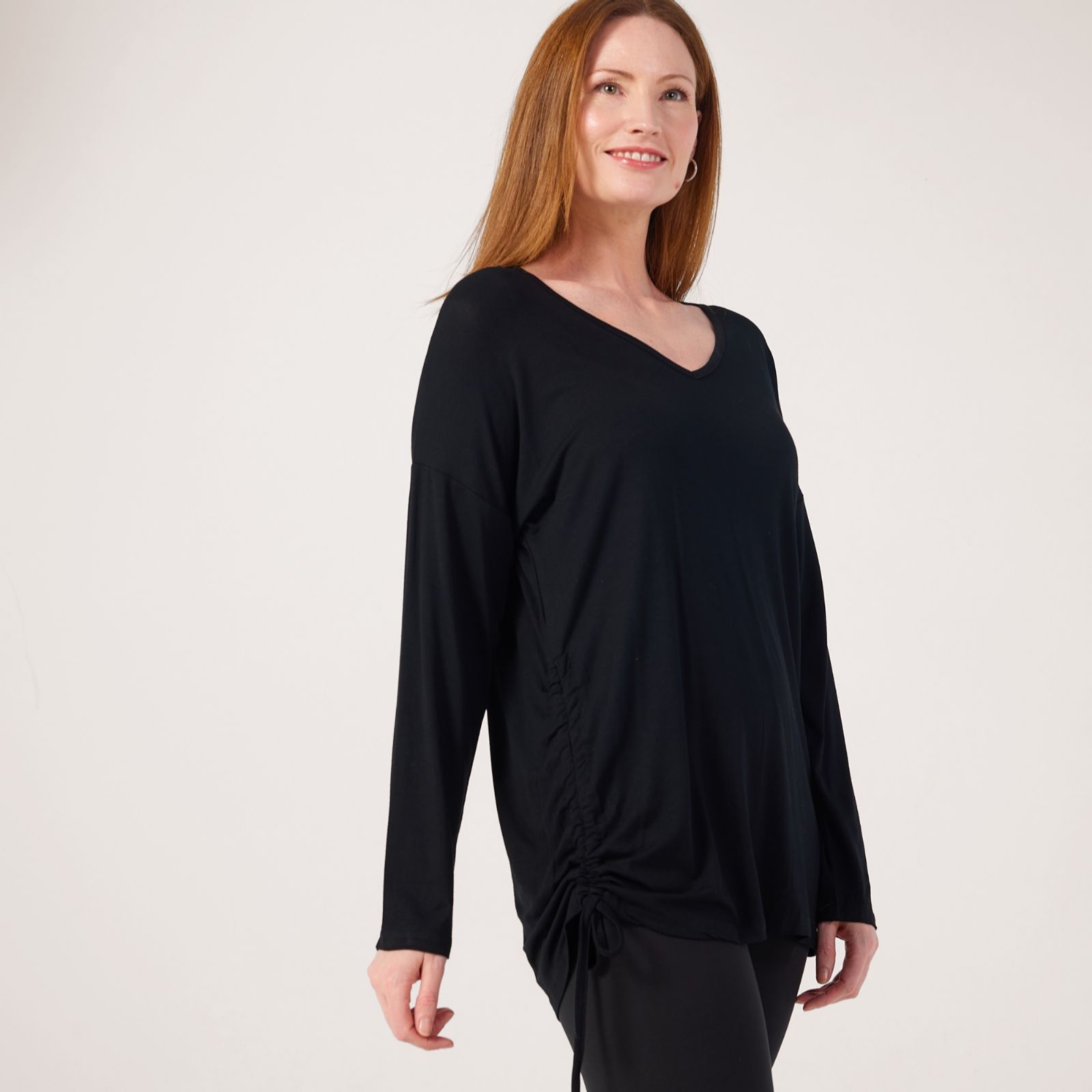 Frank Usher V-Neck Top With Rushing Side Tie