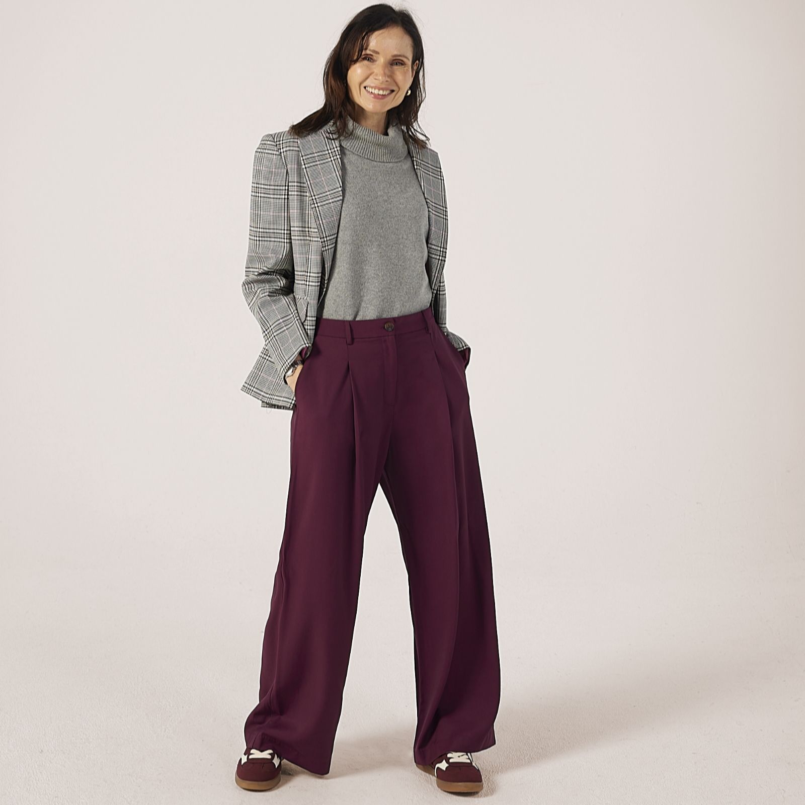 Helene Berman Single-Breasted Check Blazer